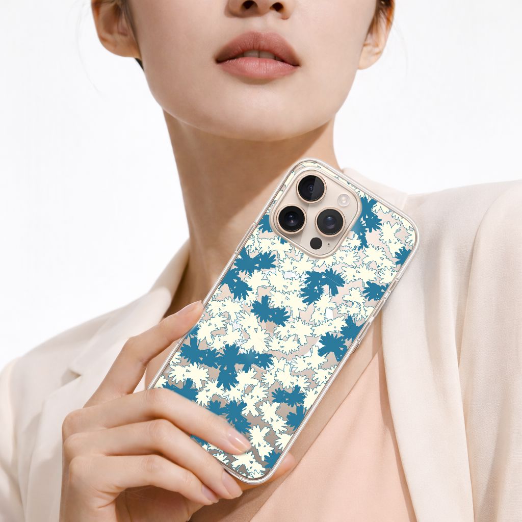 iPhone 16 Pro Max Clear Case - Blue Dandelion Design