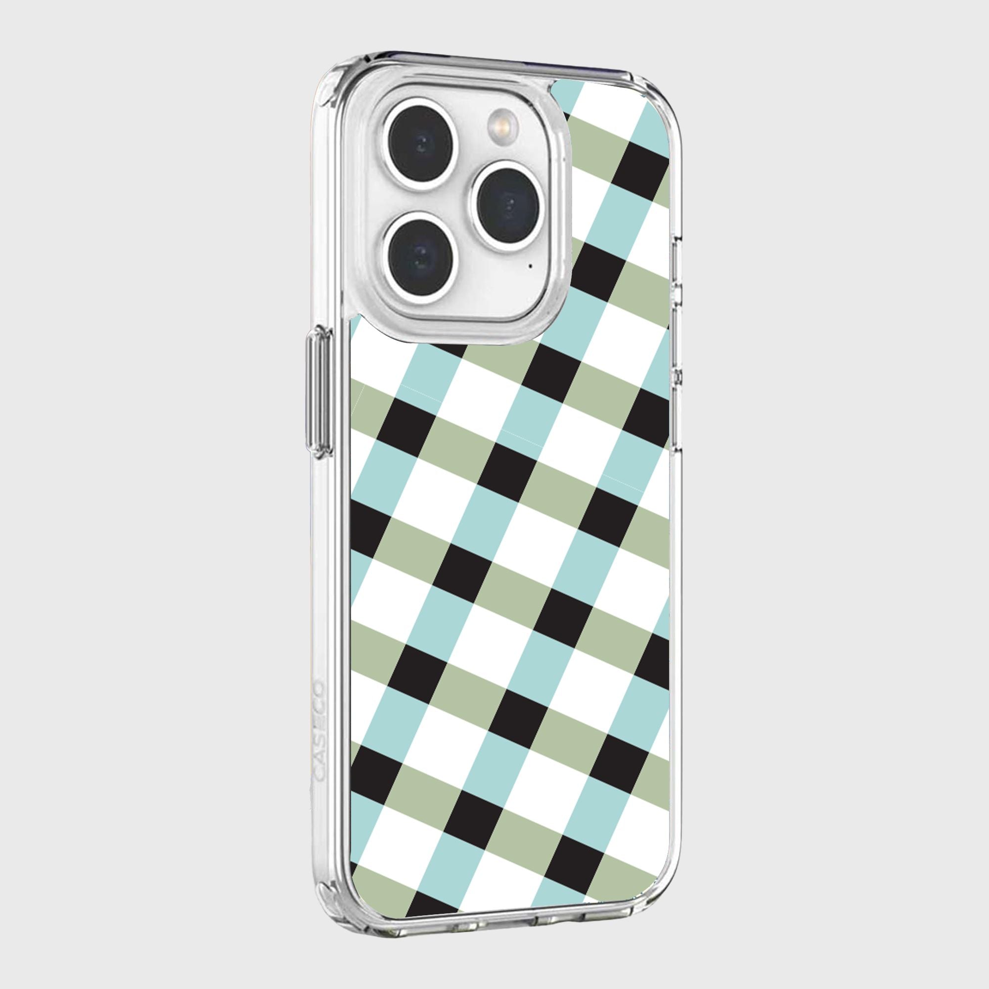 iPhone 15 Pro Max Clear Case - Dark Lattice Design