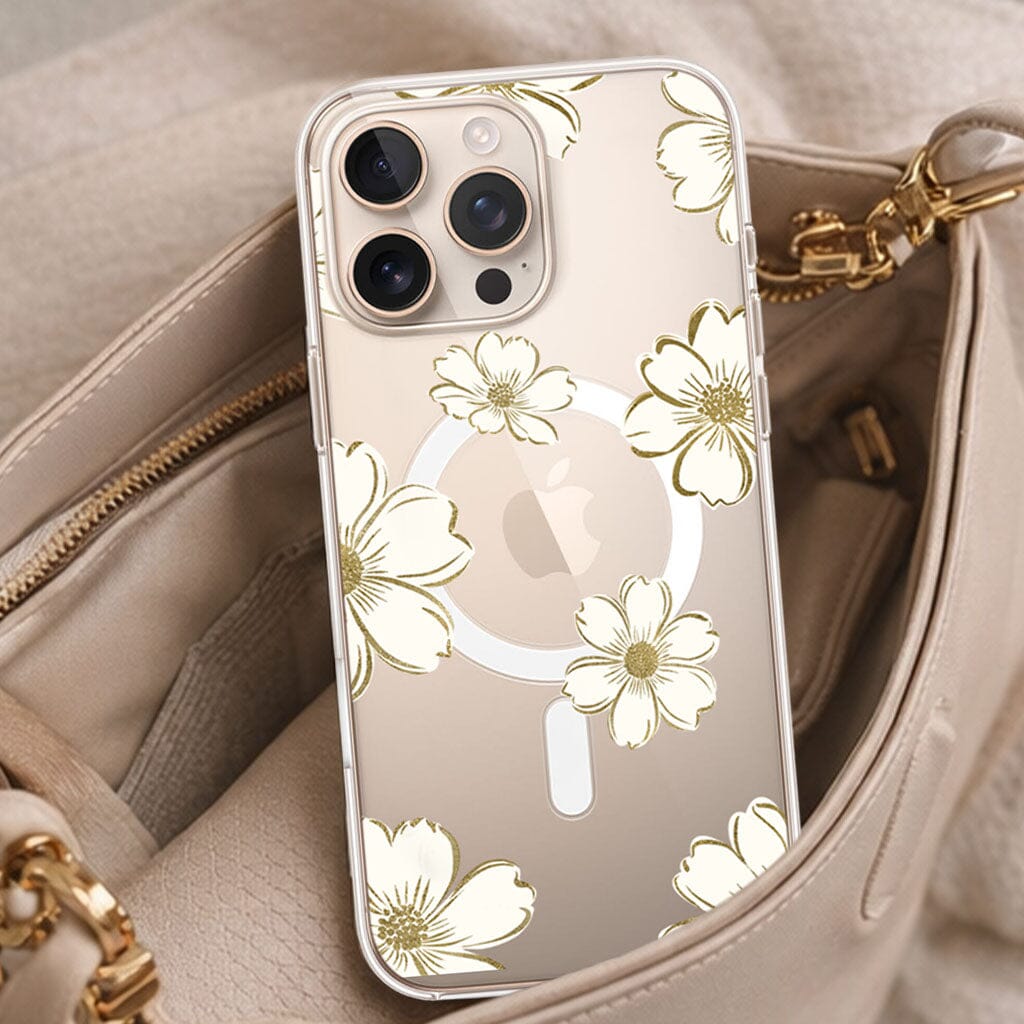 MagSafe iPhone 16 Pro Max Gold Pattern Clear Case