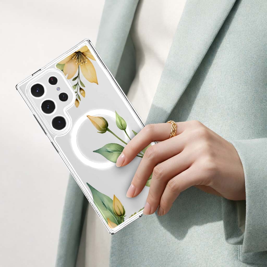 Samsung Galaxy S25 Ultra Yellow Wildflower Clear Case