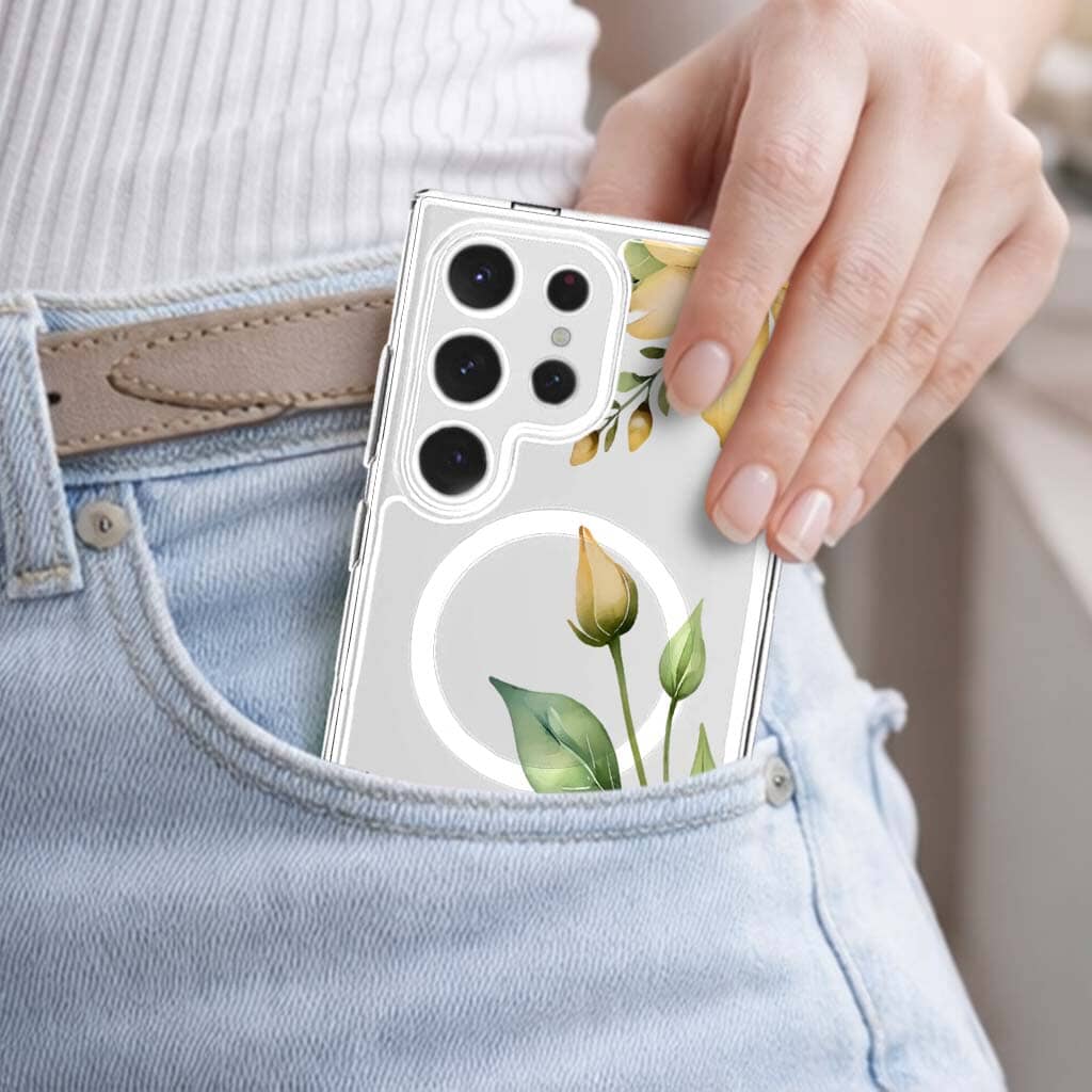 Samsung Galaxy S25 Ultra Yellow Wildflower Clear Case