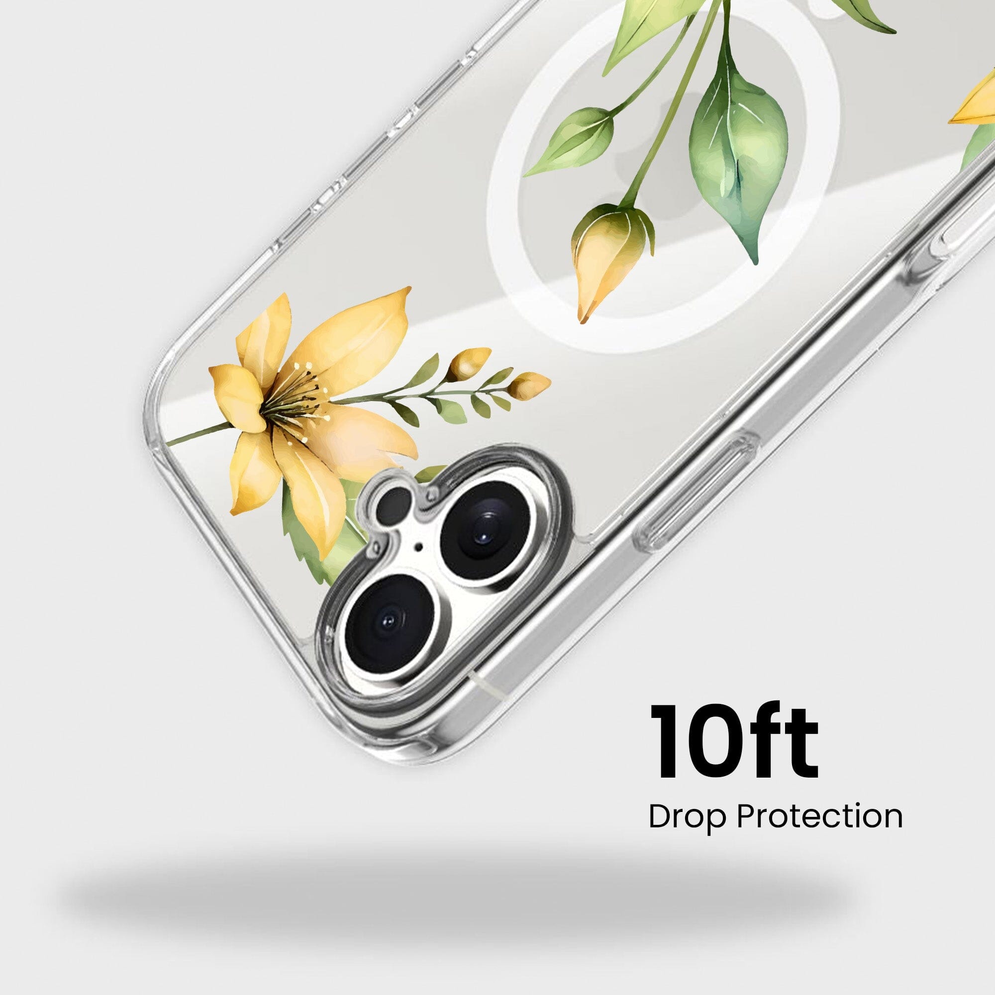 MagSafe iPhone 17 Yellow Wildflower Clear Case