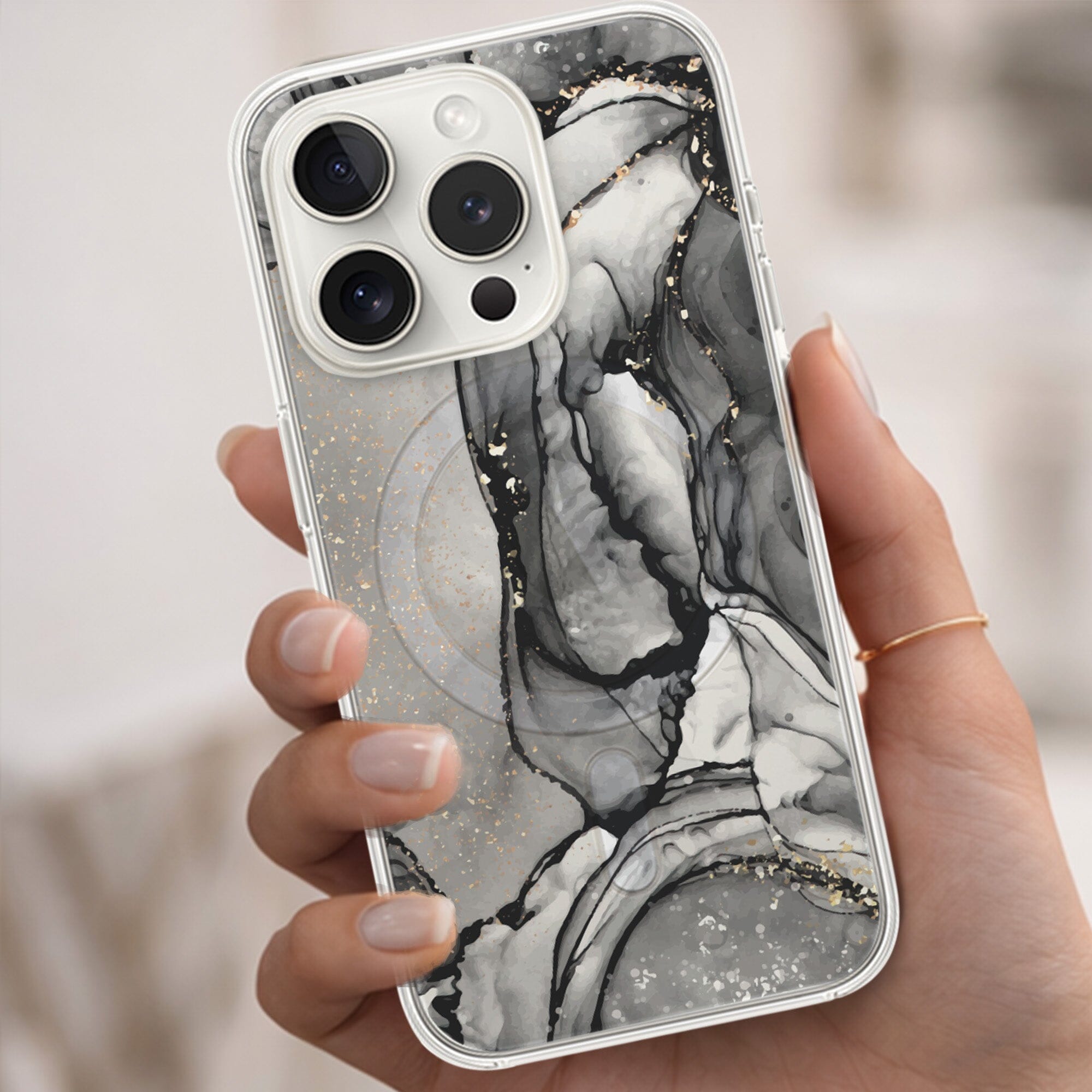 iPhone 15 Pro Case With MagSafe - Black Marble