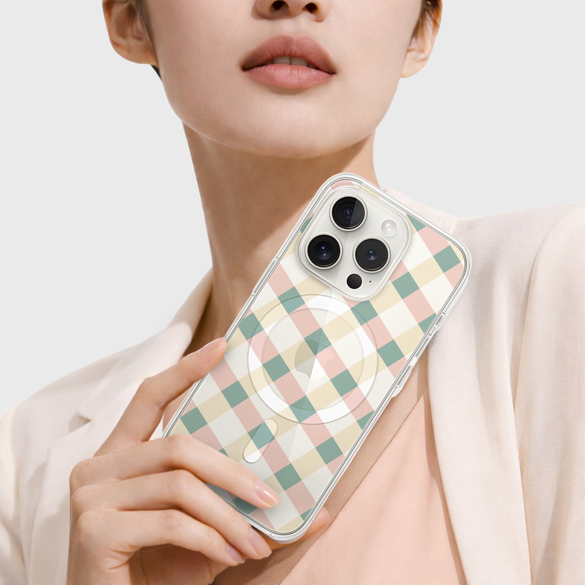 iPhone 15 Pro Clear Case - Light Lattice Design