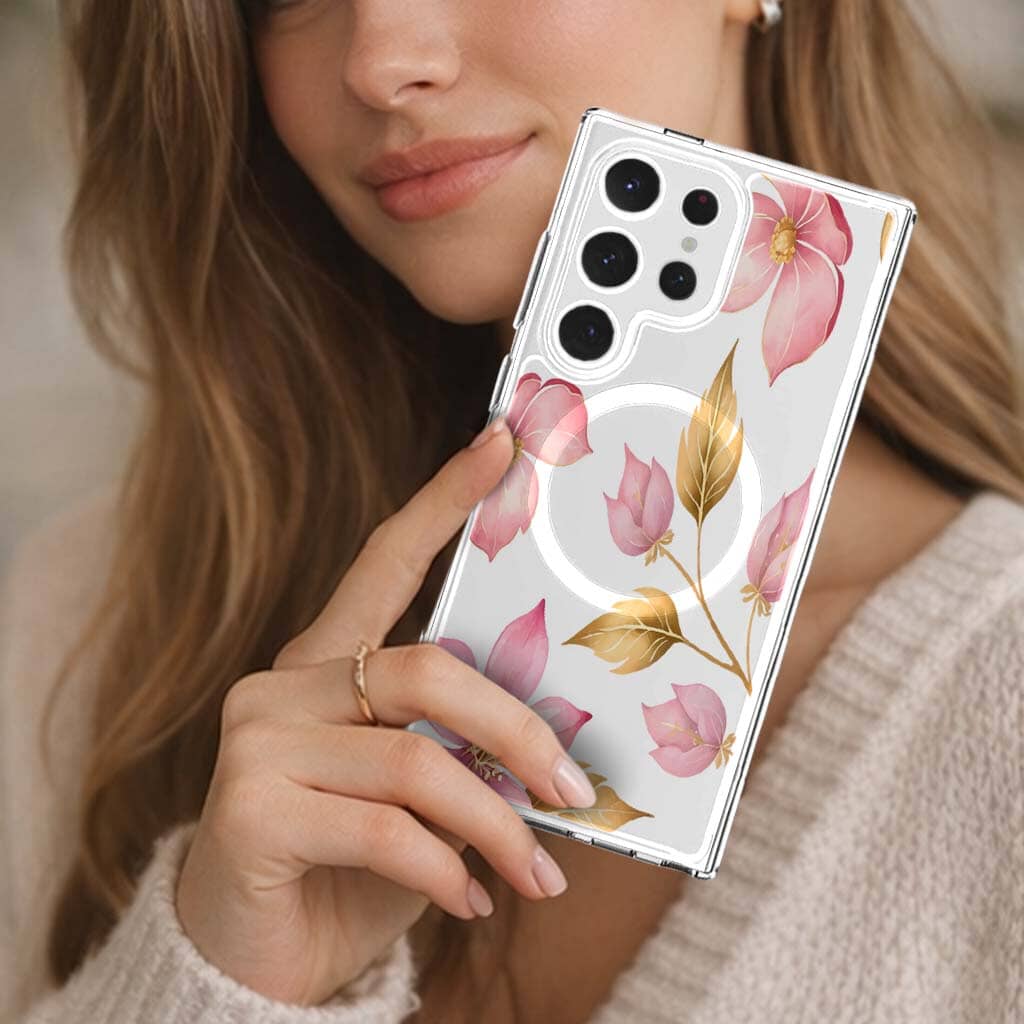 Samsung Galaxy S25 Ultra Pink Wildflower Clear Case