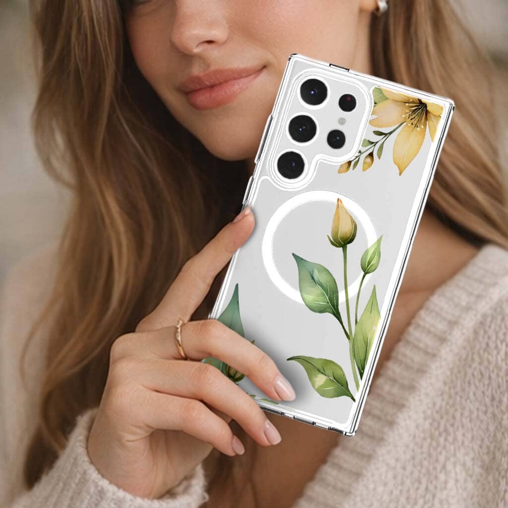 Samsung Galaxy S25 Ultra Yellow Wildflower Clear Case