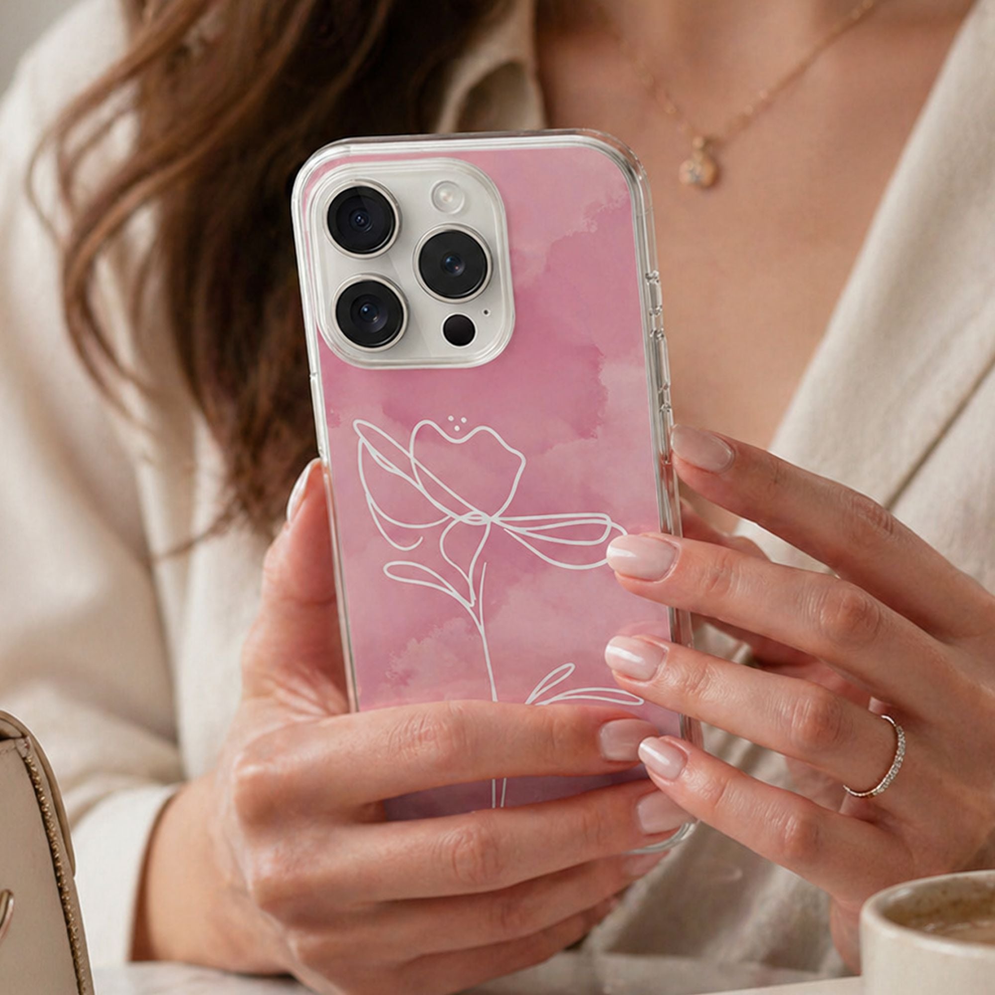 iPhone 15 Pro Max Case With MagSafe - Pink Flower