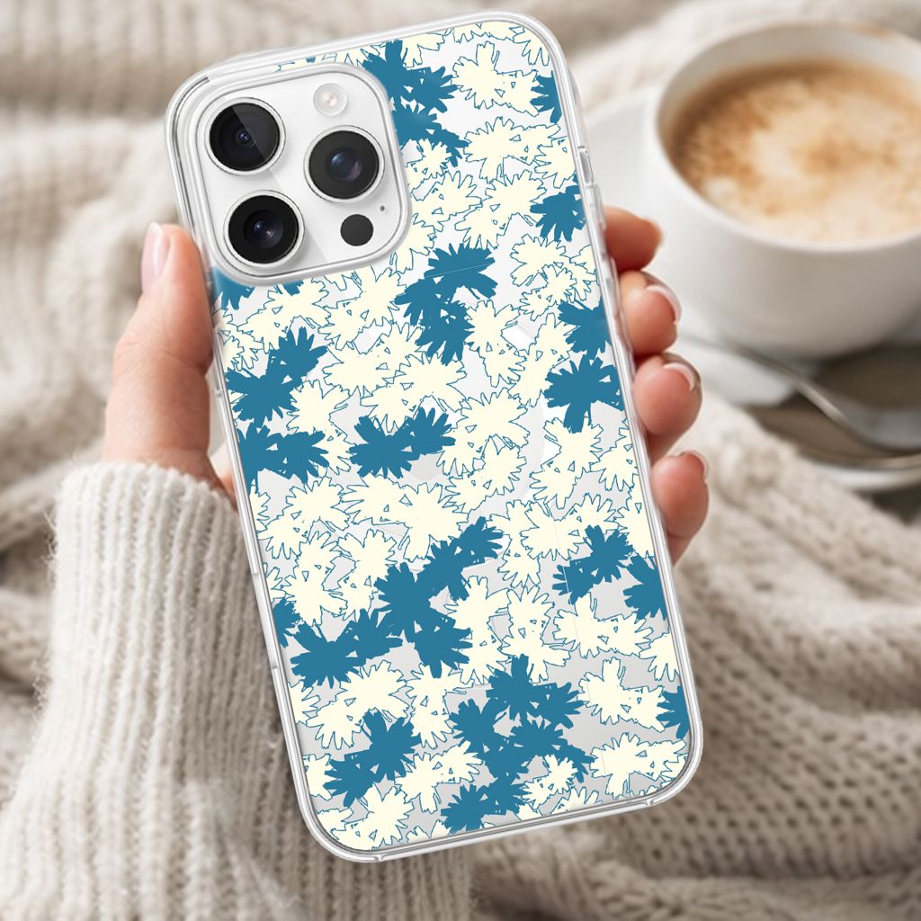 iPhone 16 Pro Clear Case - Blue Dandelion Design
