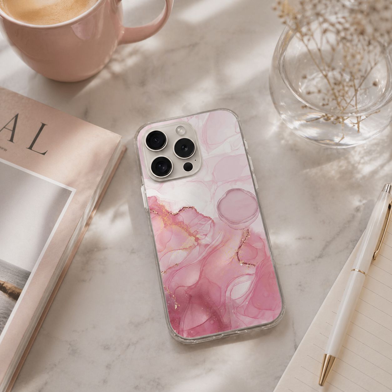 iPhone 15 Pro Case With MagSafe - Pink Marble