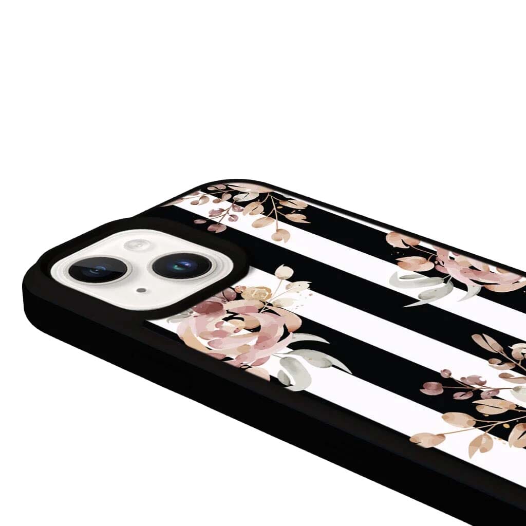 MagSafe iPhone 14 Plus Black Flower Case