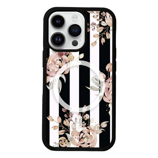 MagSafe iPhone 13 Pro Black Flower Case