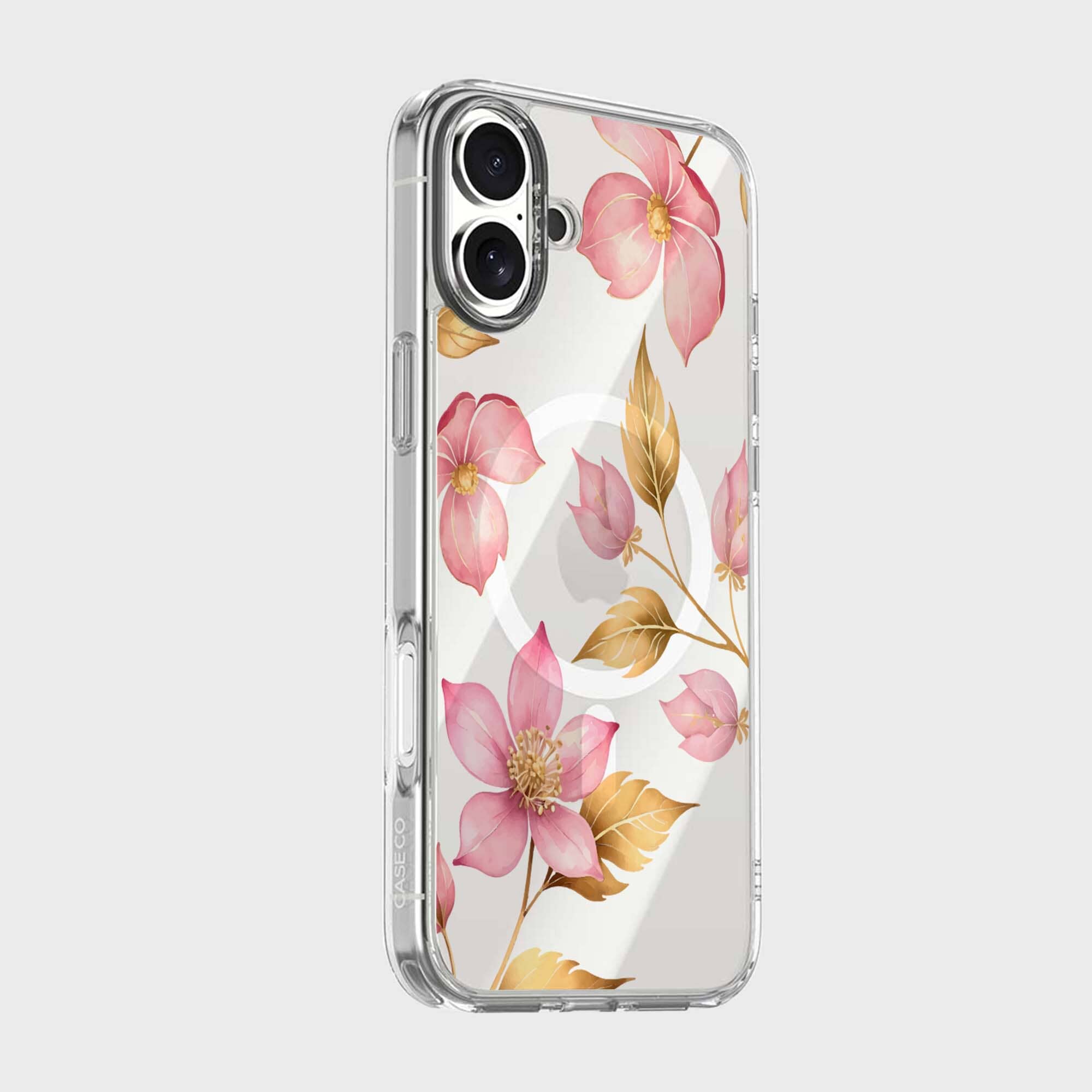 MagSafe iPhone 16 Pink Wildflower Clear Case