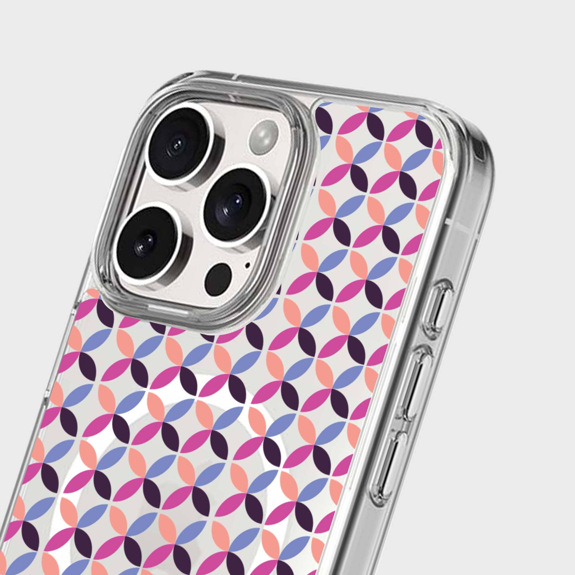 iPhone 16 Pro Max Clear Case - Pink Celestial Petal Design