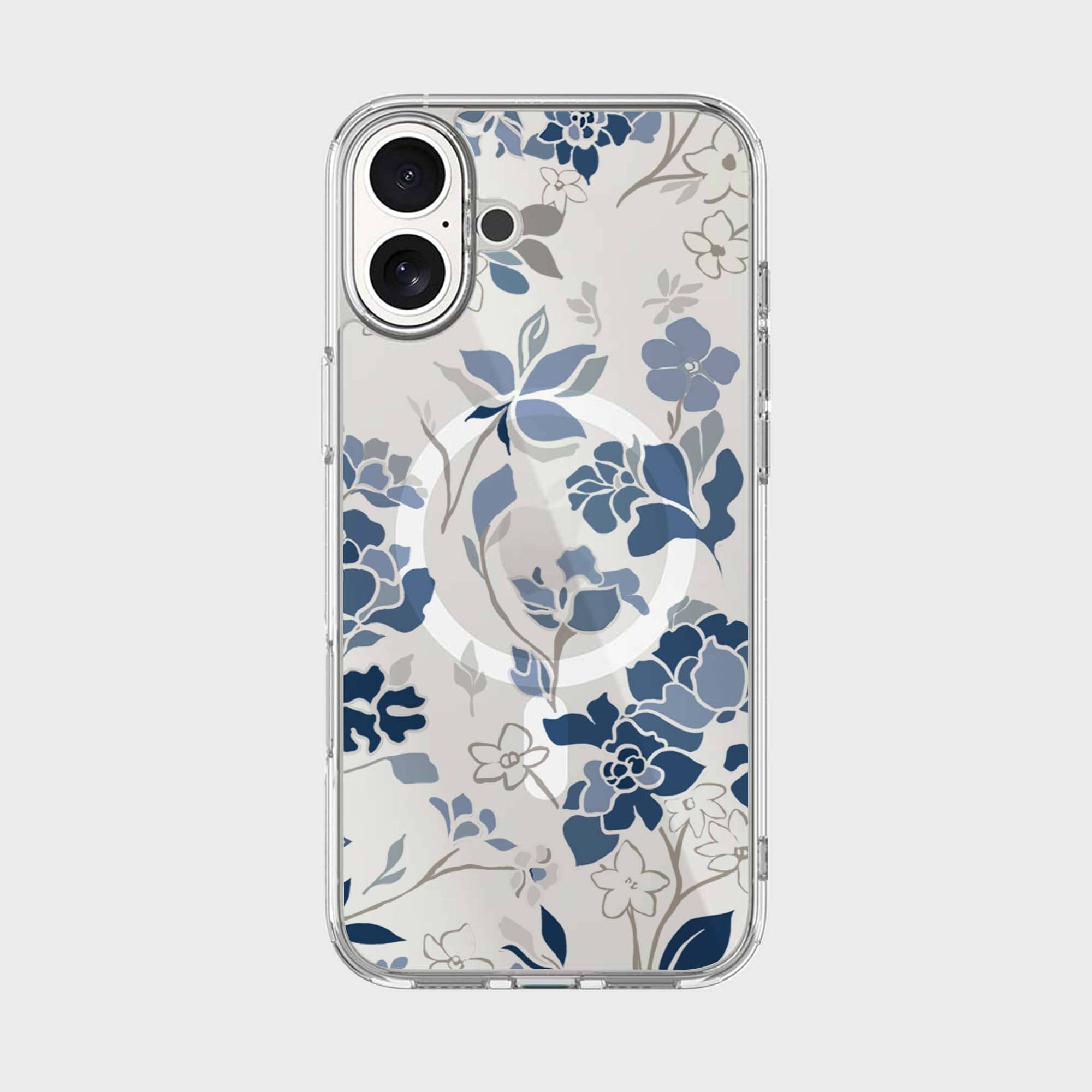 MagSafe iPhone 16 Blue Pattern Clear Case
