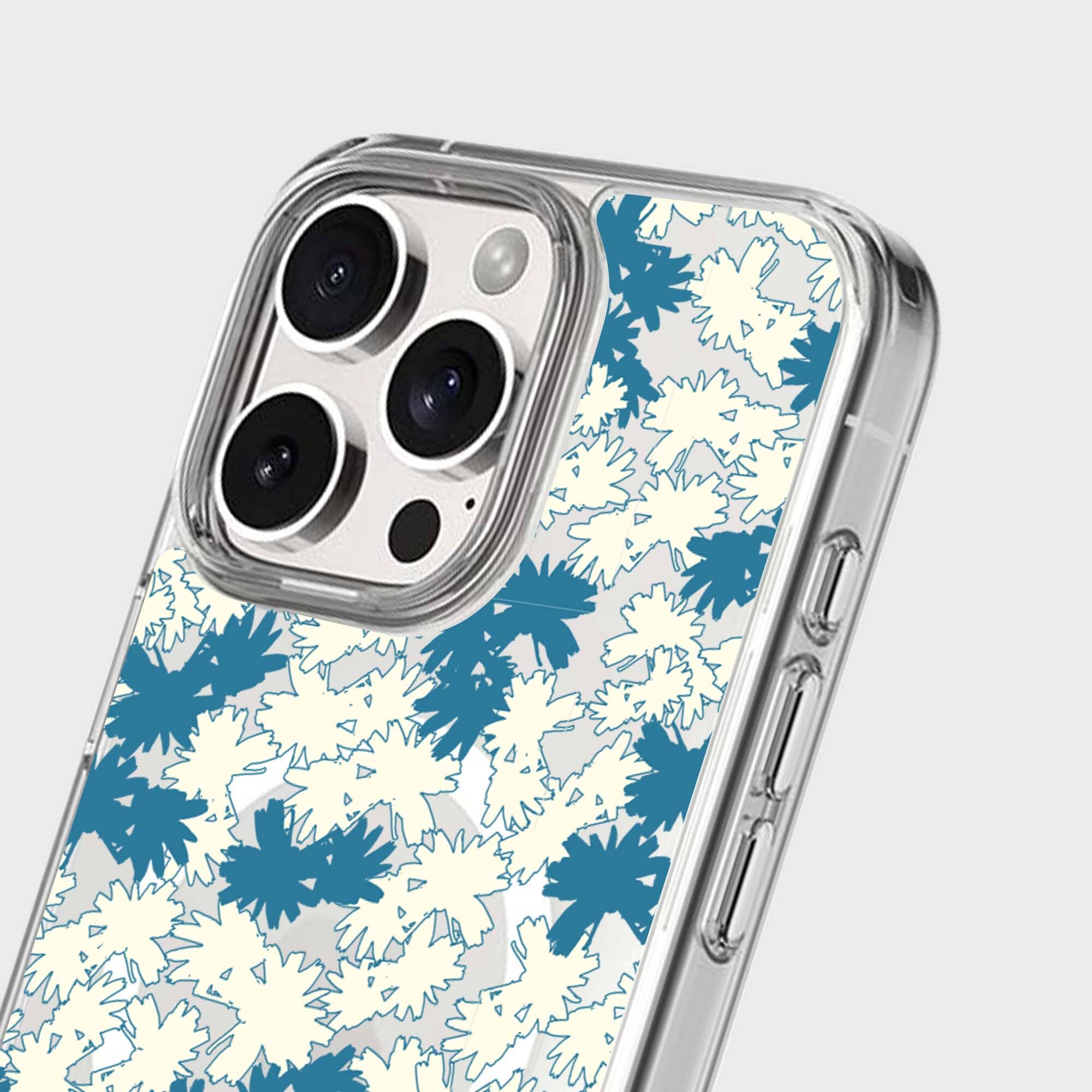 iPhone 16 Pro Max Clear Case - Blue Dandelion Design