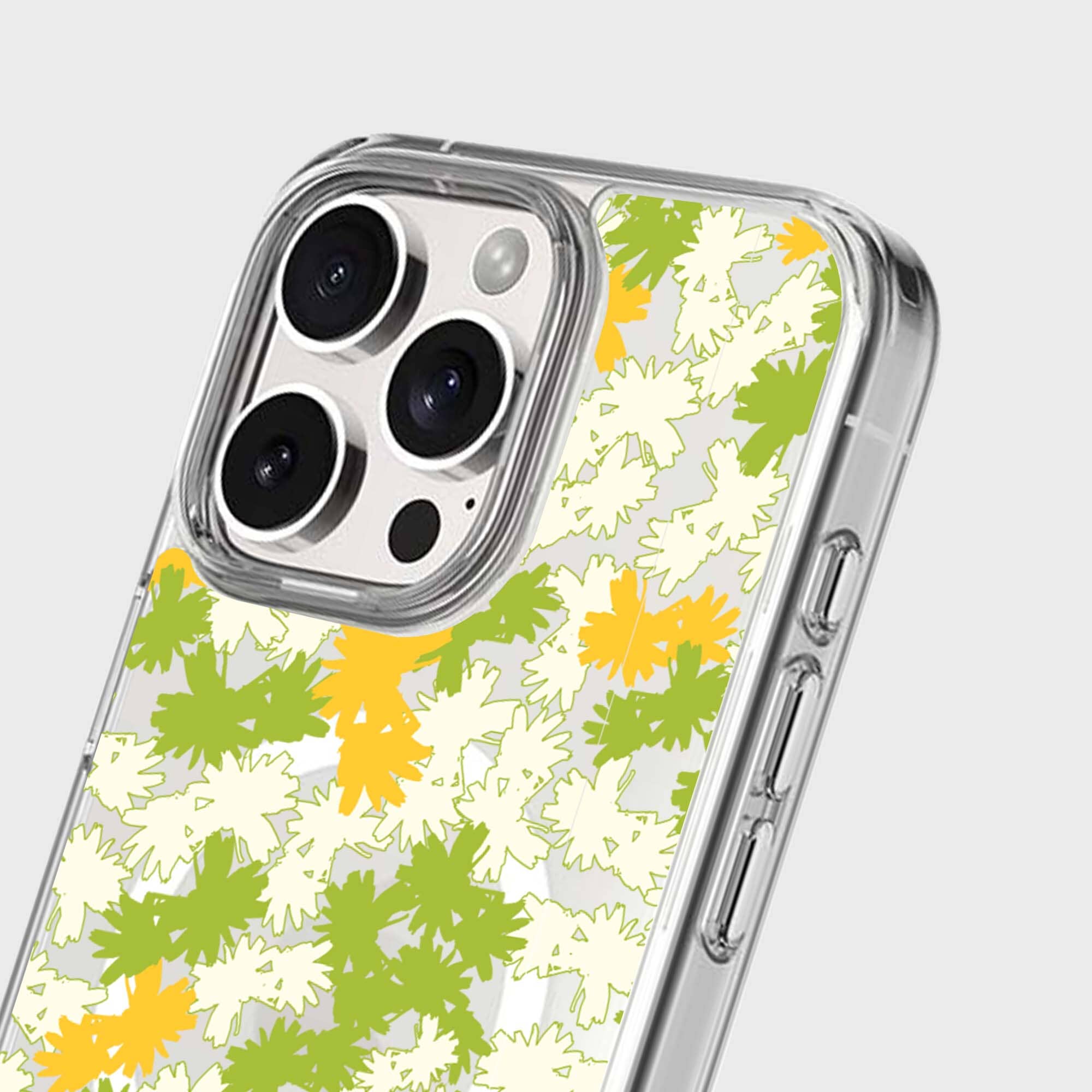 iPhone 16 Pro Clear Case - Yellow Dandelion Design