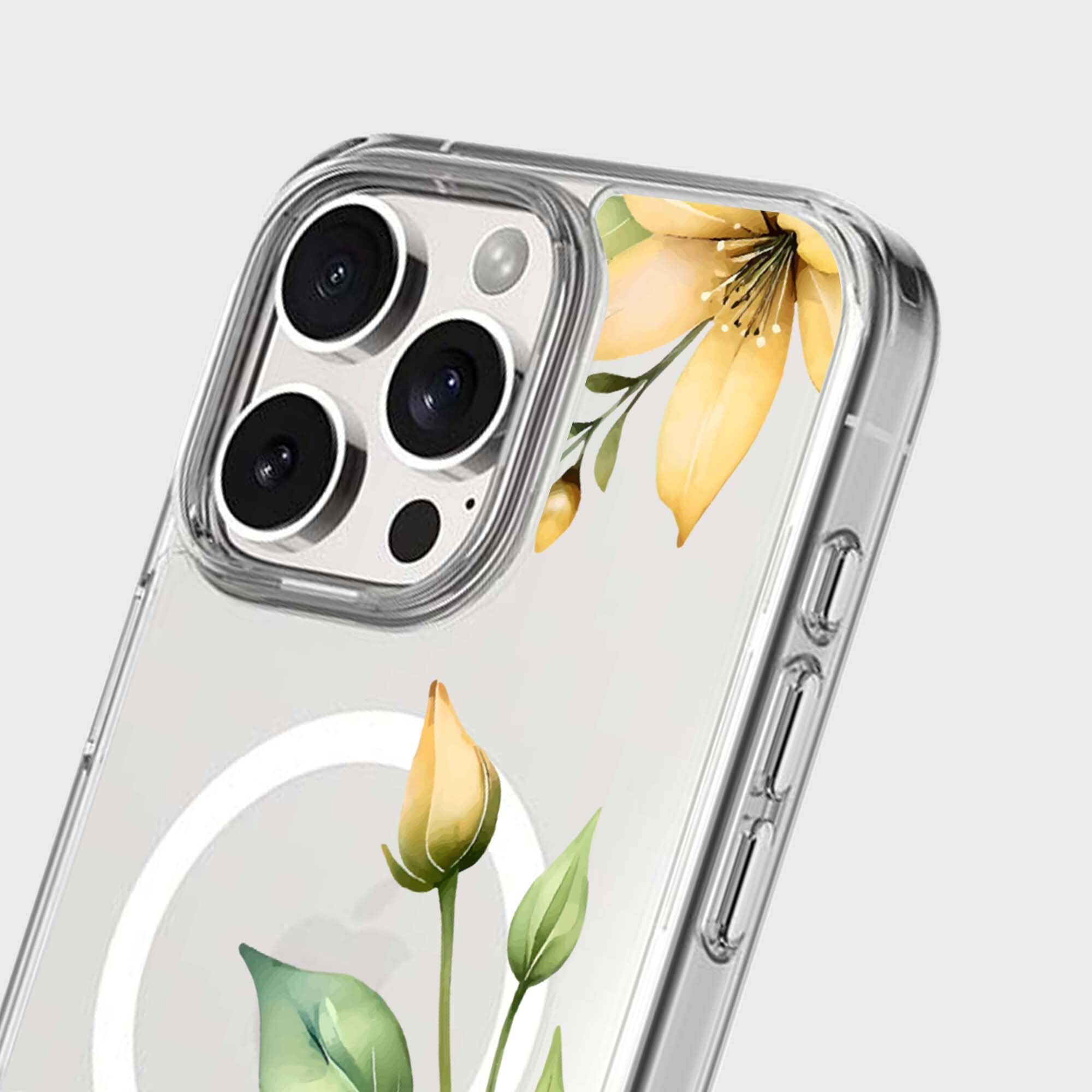 MagSafe iPhone 16 Pro Max Yellow Wildflower Clear Case
