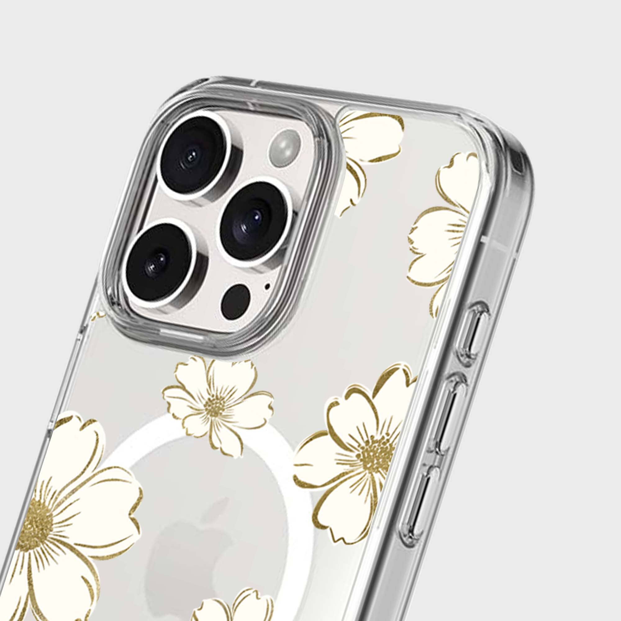 MagSafe iPhone 16 Pro Max Gold Pattern Clear Case
