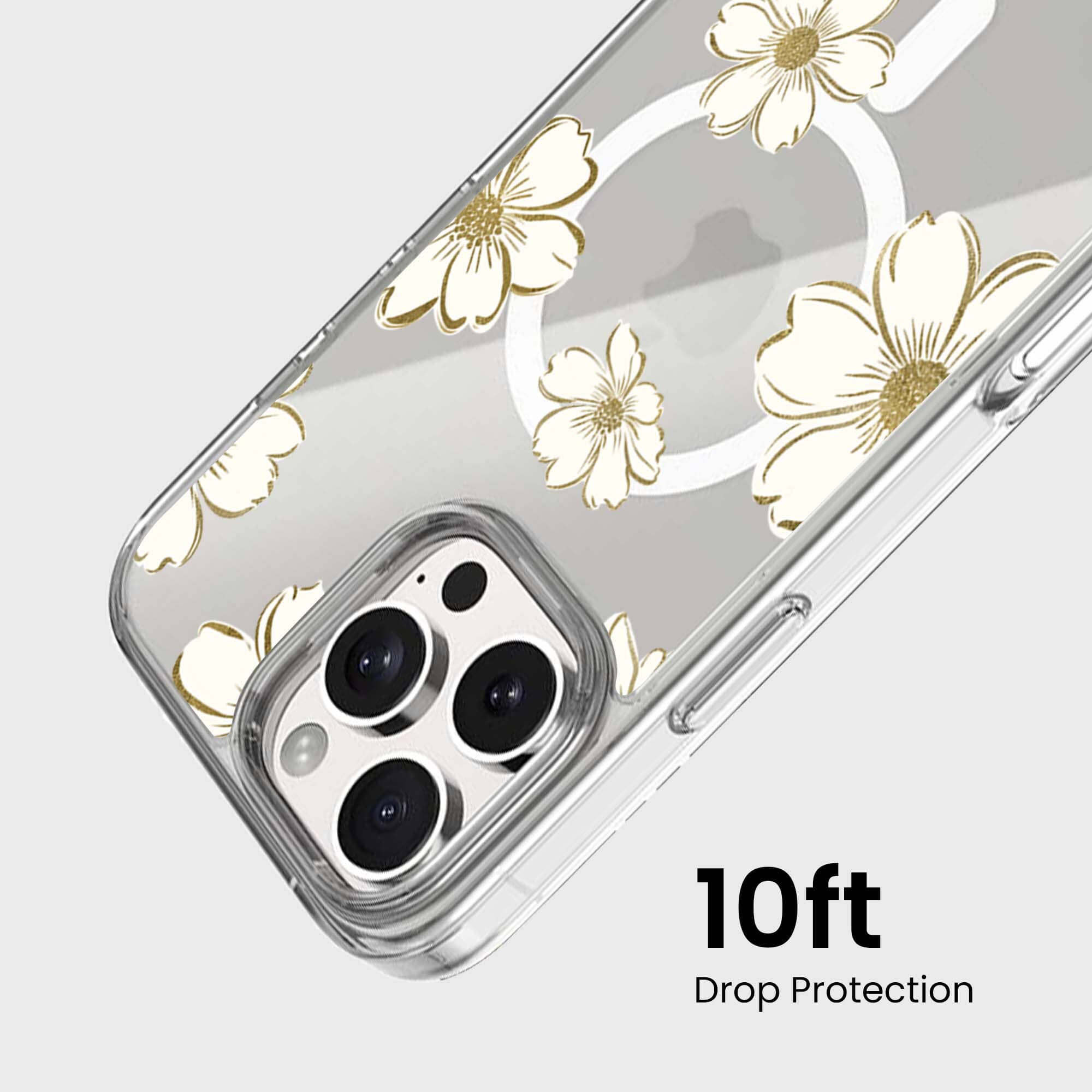 MagSafe iPhone 16 Pro Gold Pattern Clear Case