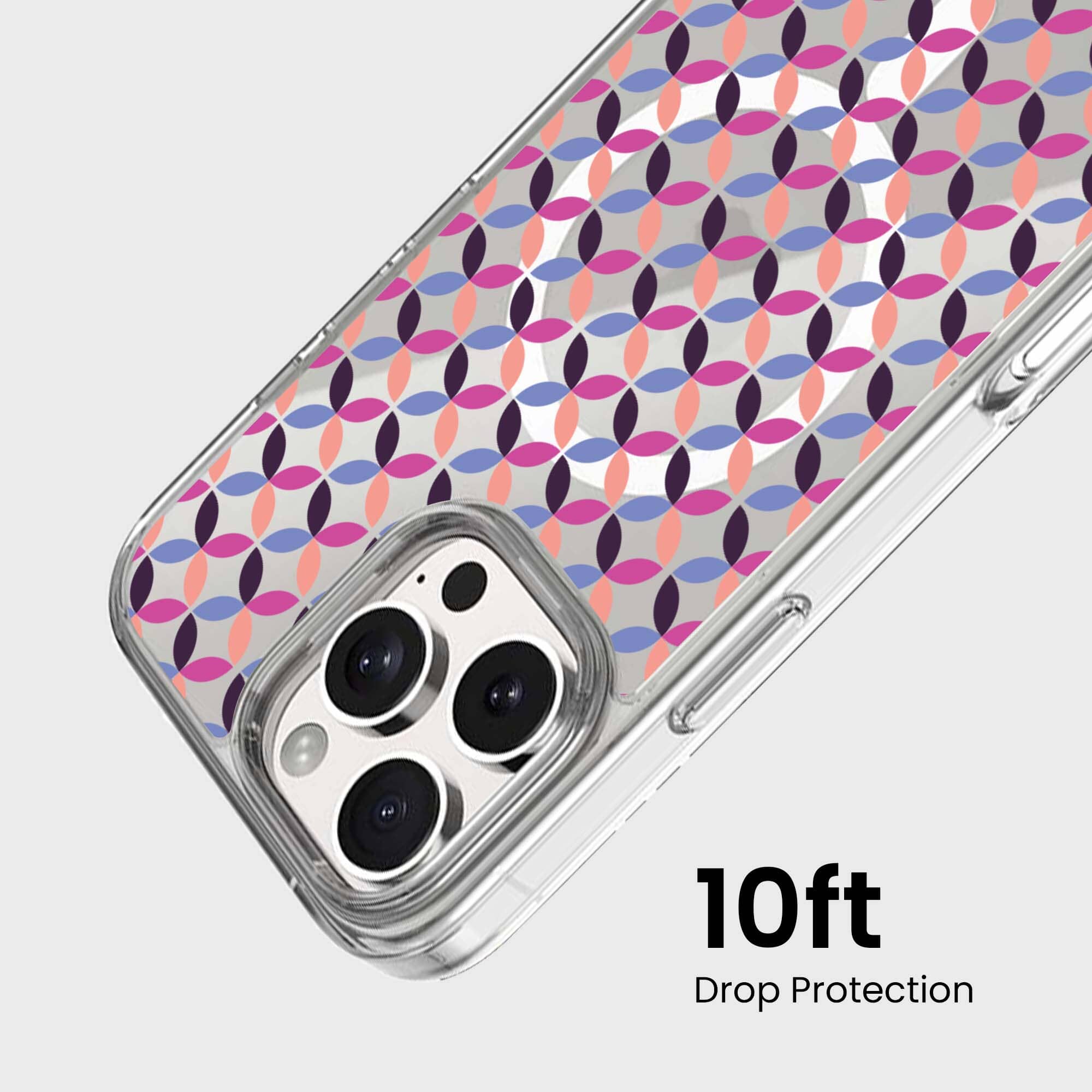iPhone 16 Pro Clear Case - Pink Celestial Petal Design