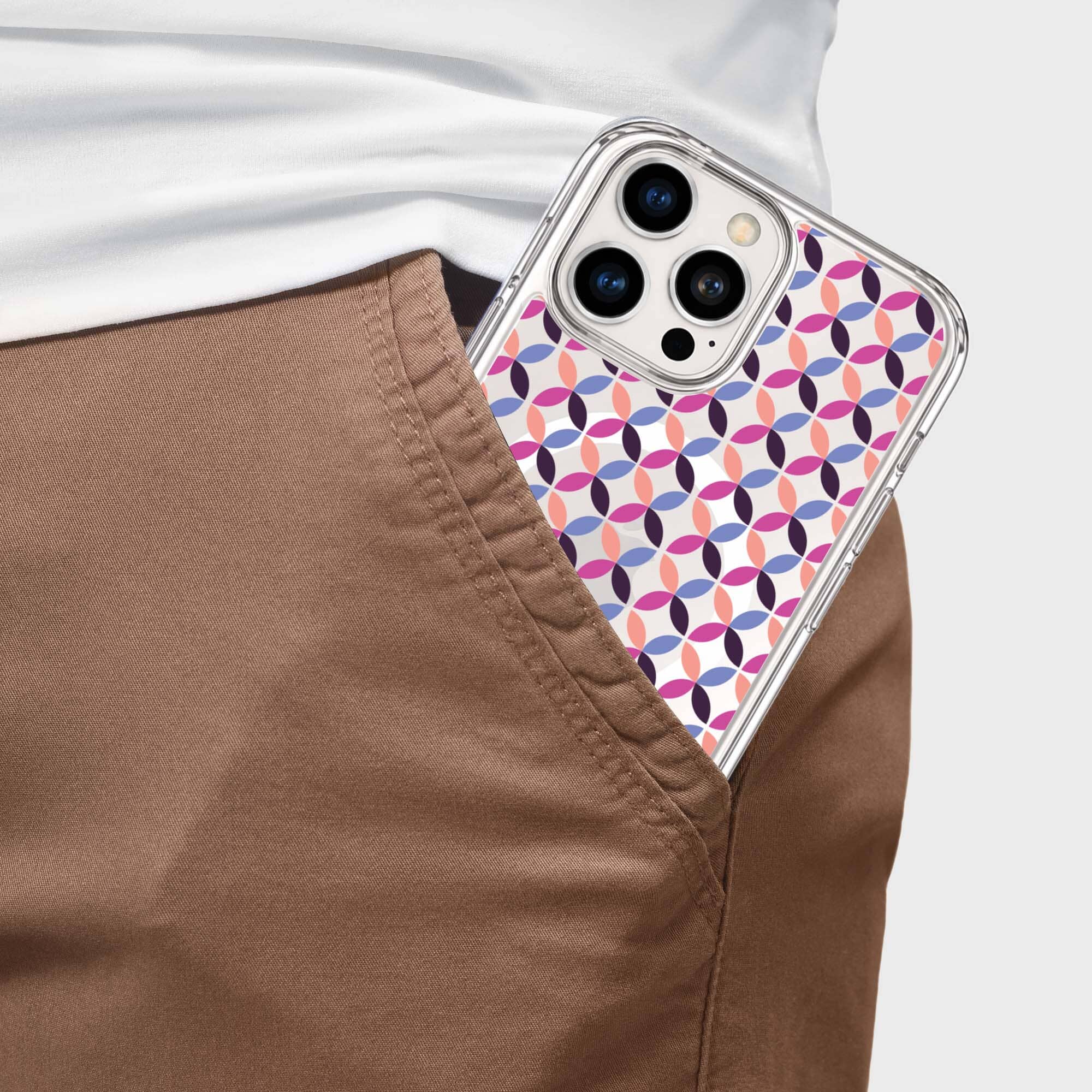 iPhone 16 Pro Clear Case - Pink Celestial Petal Design