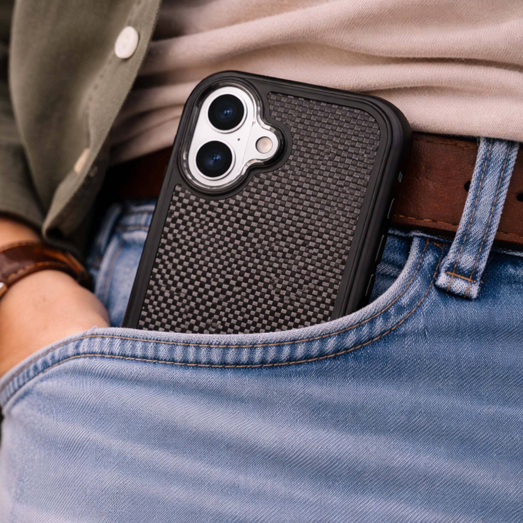 iPhone 16 Aramid Fiber Weave Pattern Case