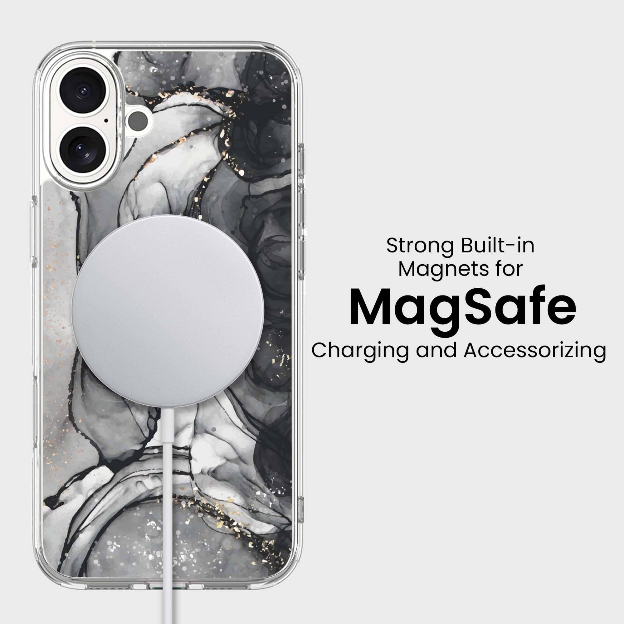 iPhone 16 Case With MagSafe - Black Marble