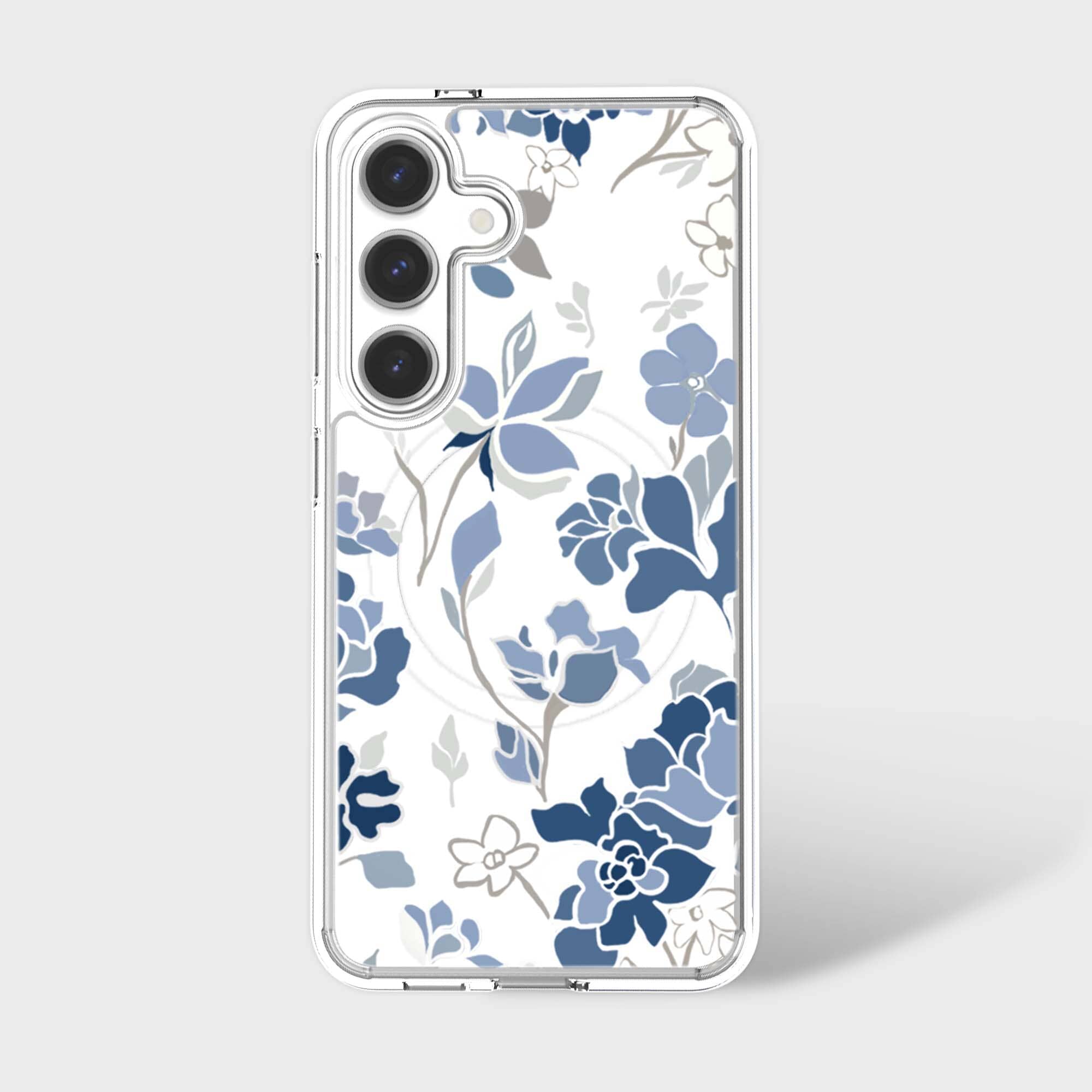 Samsung Galaxy S25 Blue Pattern Clear Case