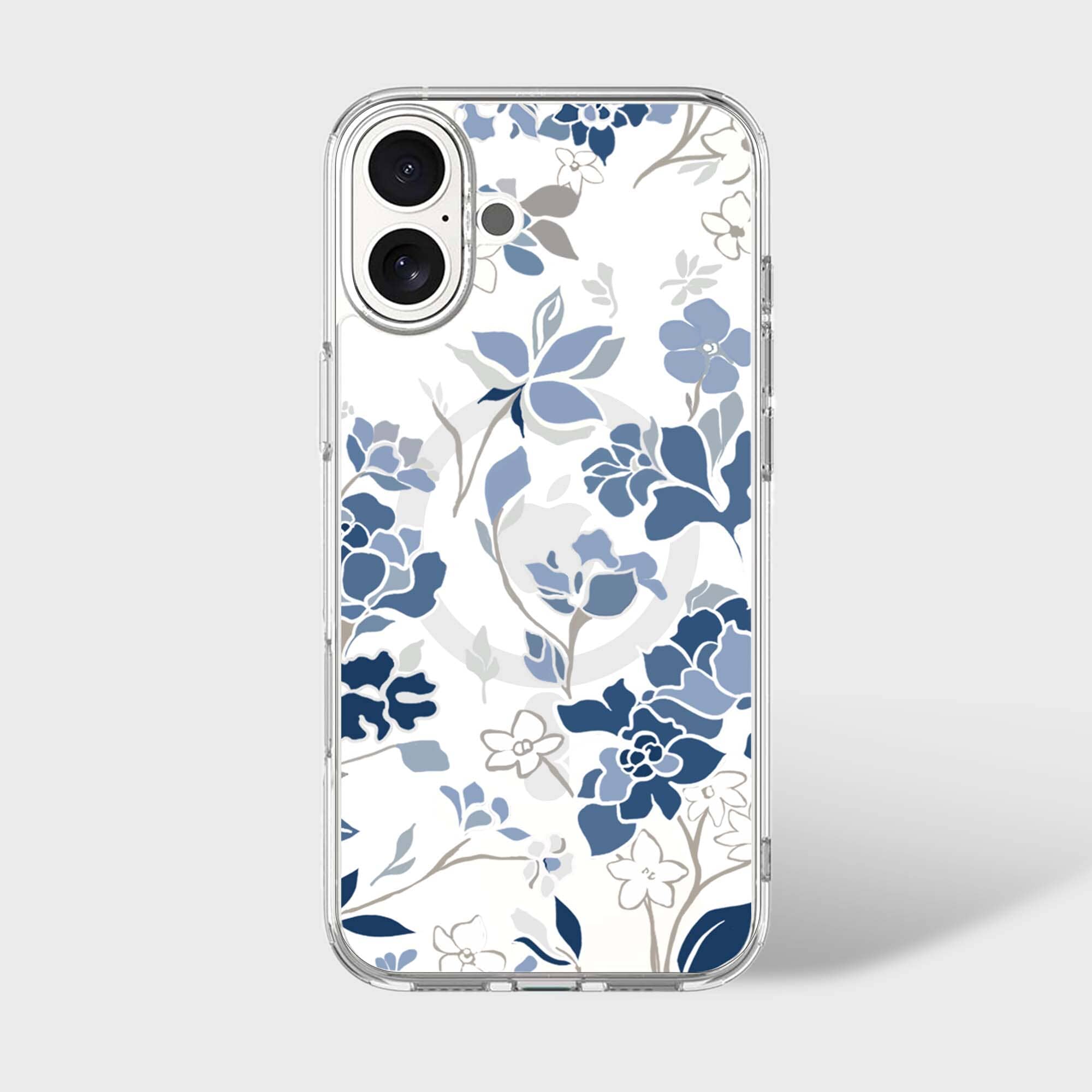 MagSafe iPhone 16 Blue Pattern Clear Case