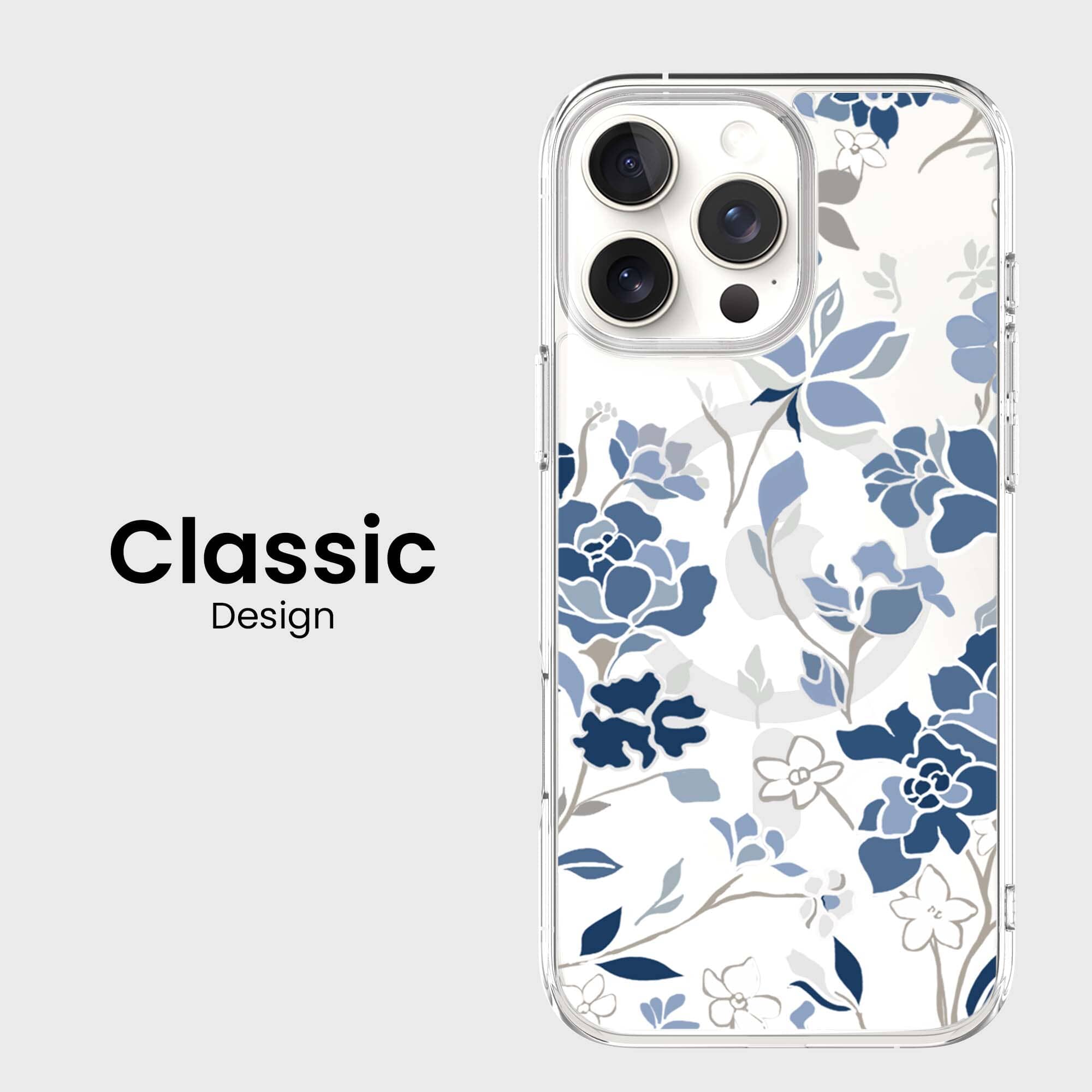 MagSafe iPhone 16 Pro Blue Pattern Clear Case