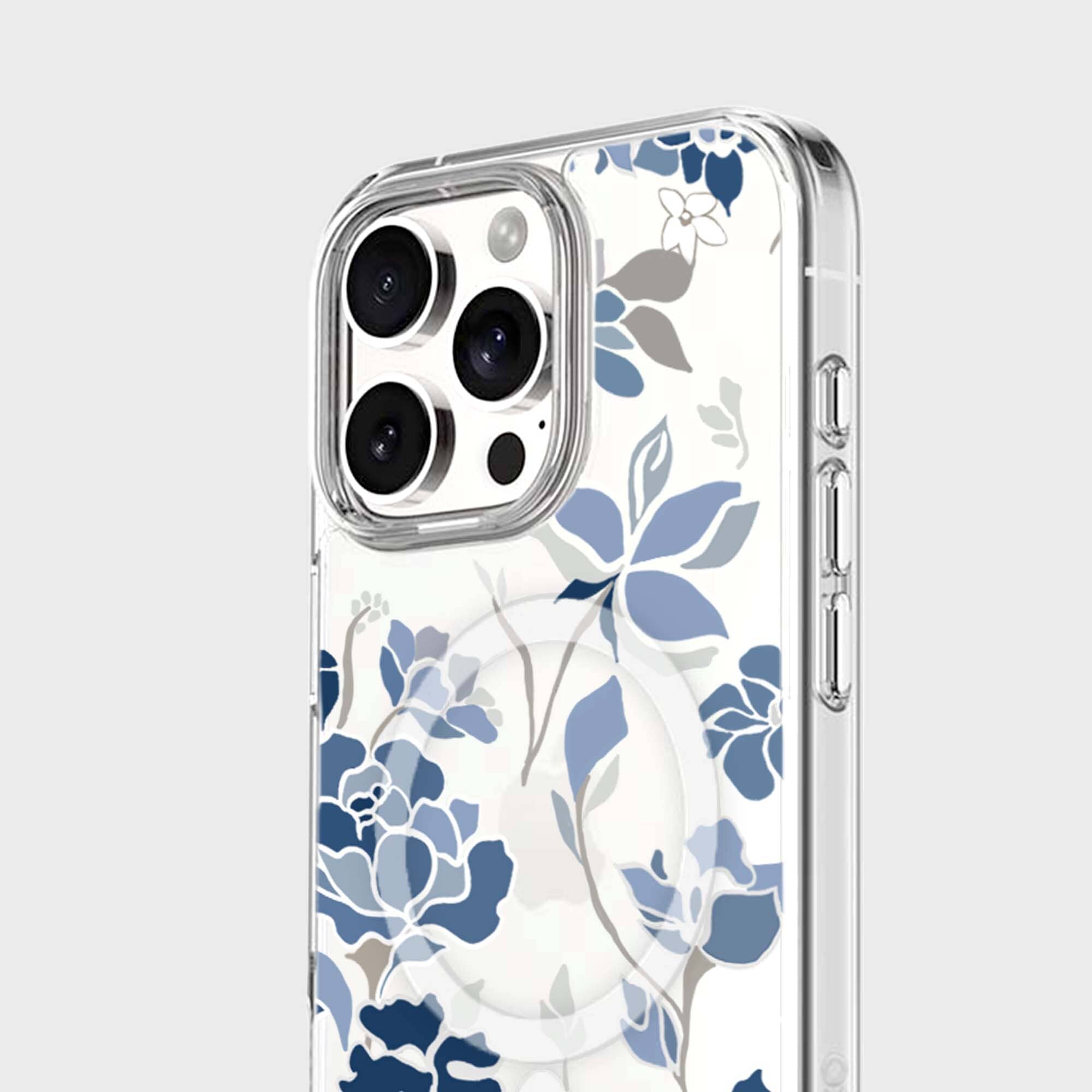 MagSafe iPhone 16 Pro Max Blue Pattern Clear Case