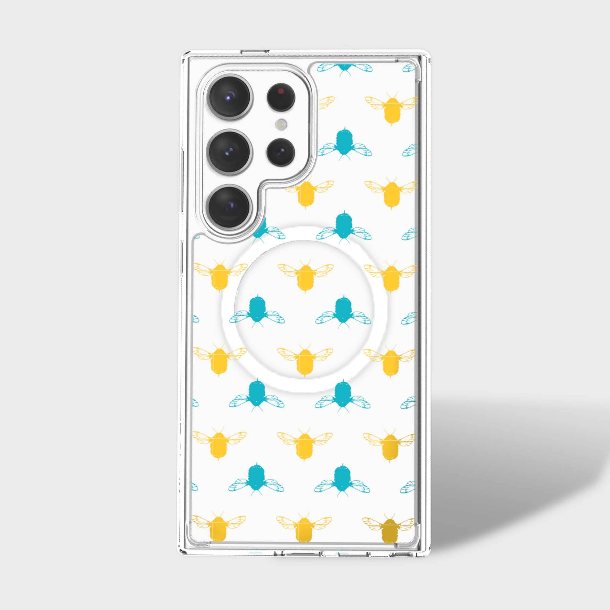 Samsung Galaxy S24 Ultra Clear Case - Blue and Yellow Bumble Design