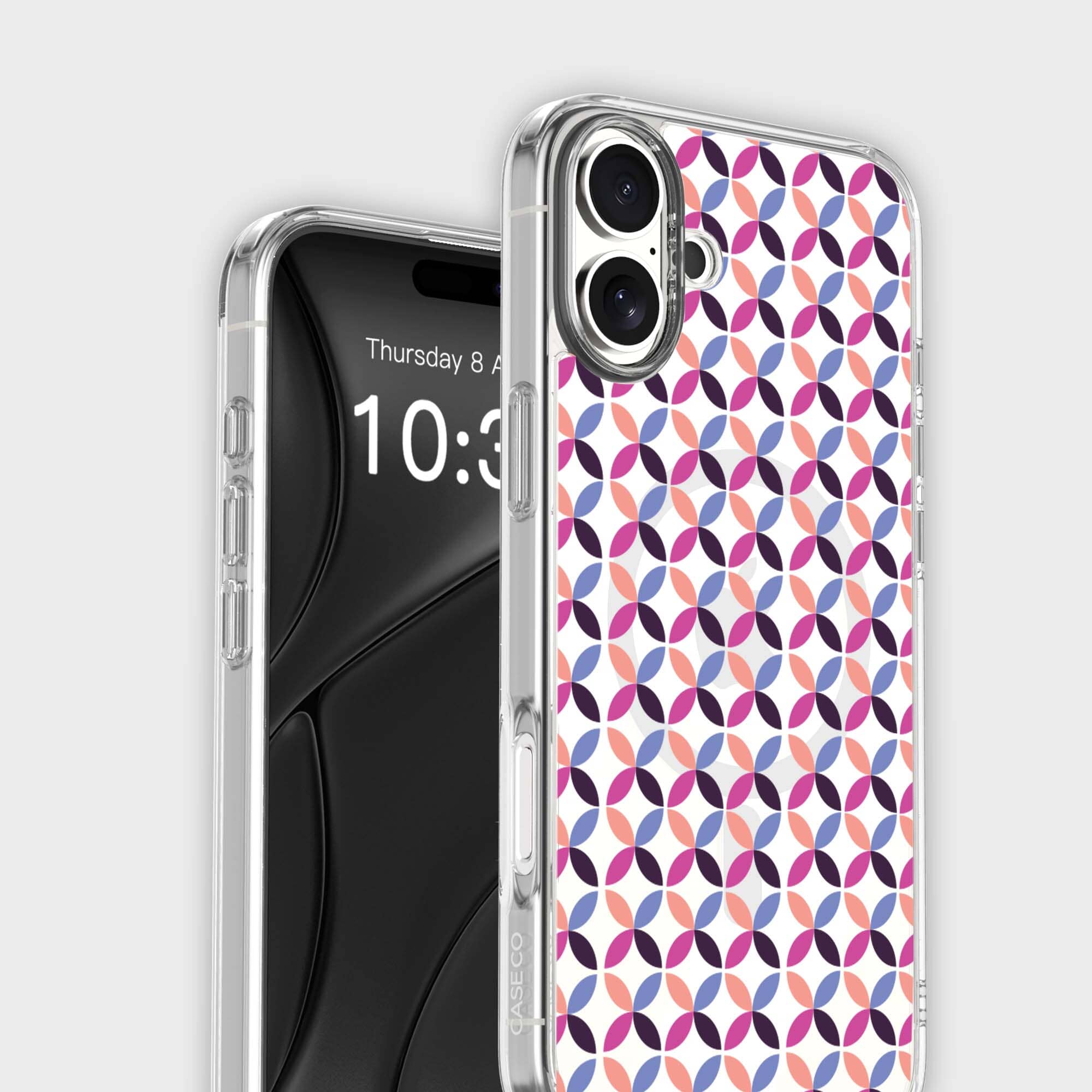 iPhone 16 Clear Case - Pink Celestial Petal Design