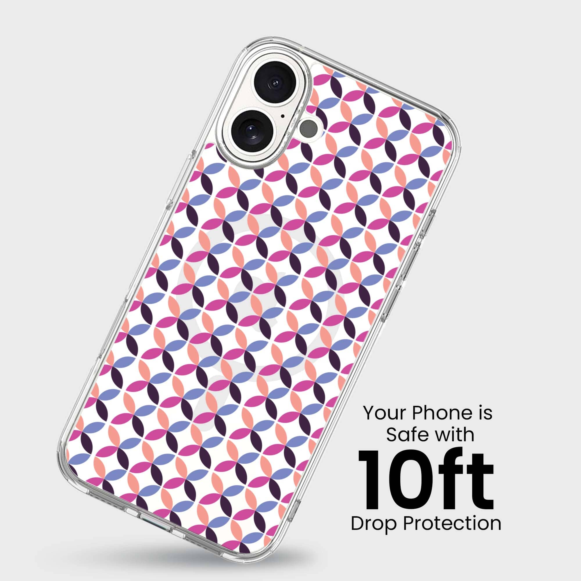 iPhone 16 Clear Case - Pink Celestial Petal Design