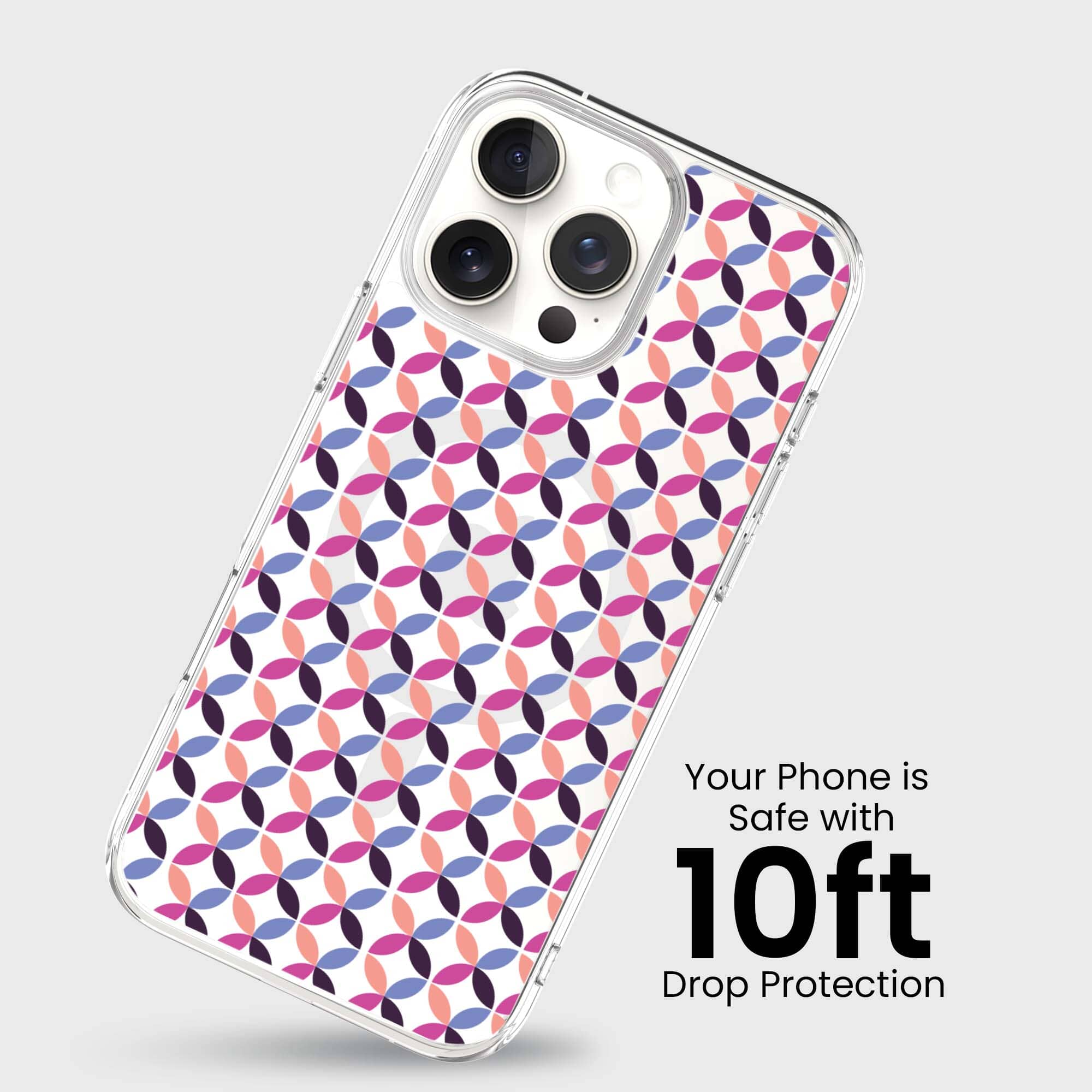 iPhone 16 Pro Clear Case - Pink Celestial Petal Design