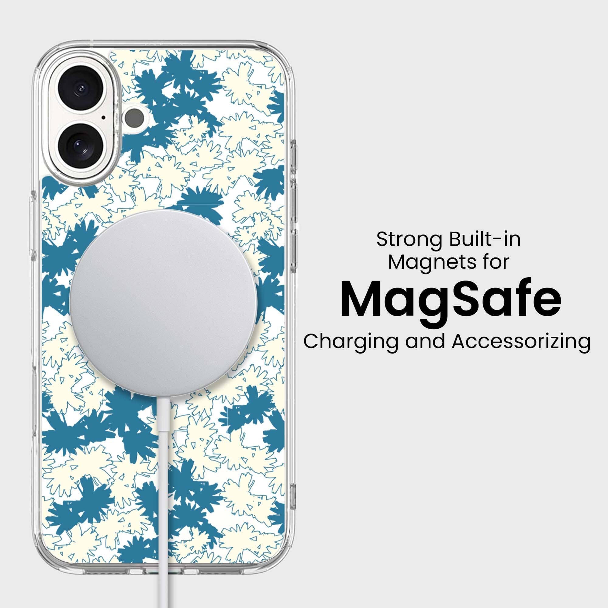 iPhone 16 Clear Case - Blue Dandelion Design