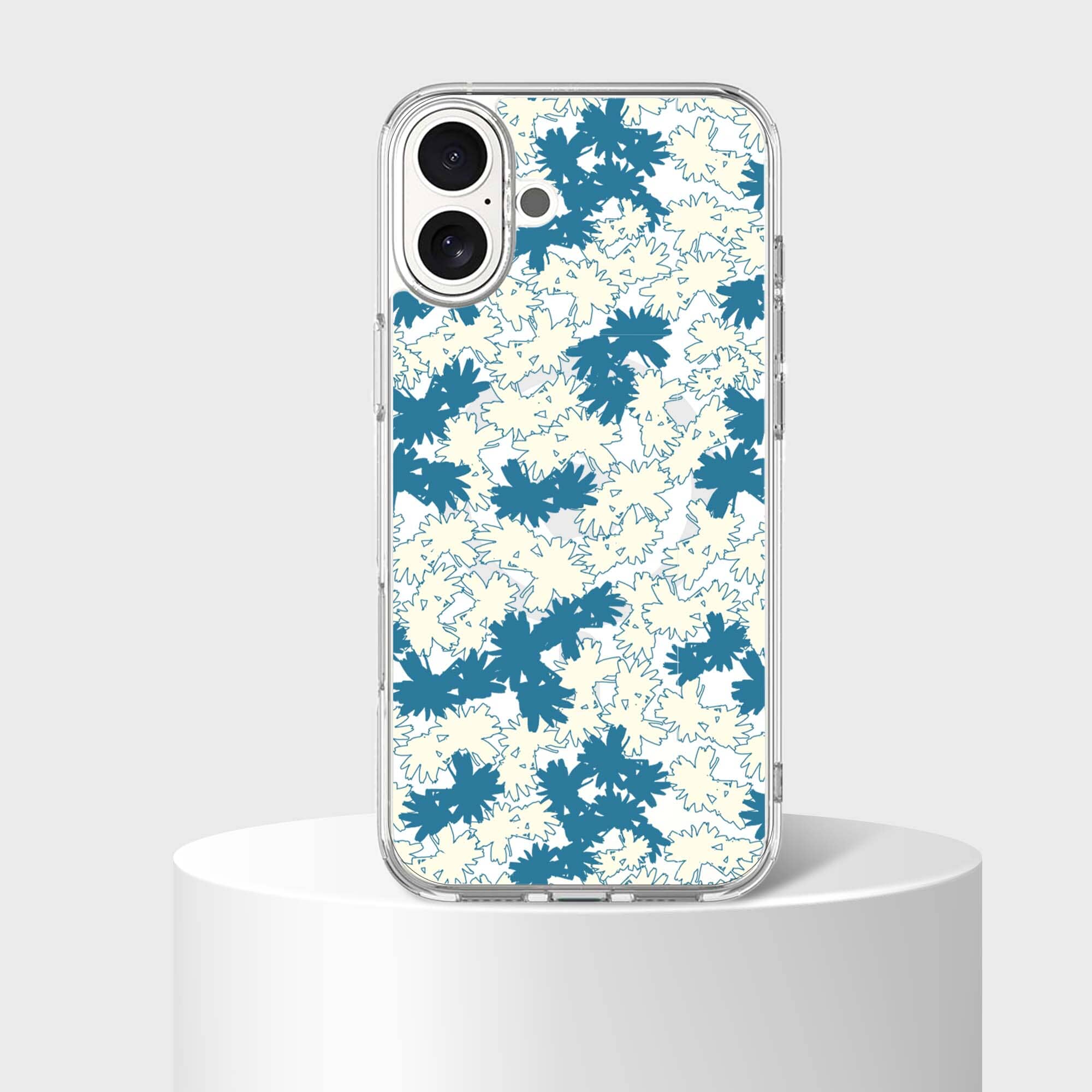 iPhone 16 Clear Case - Blue Dandelion Design
