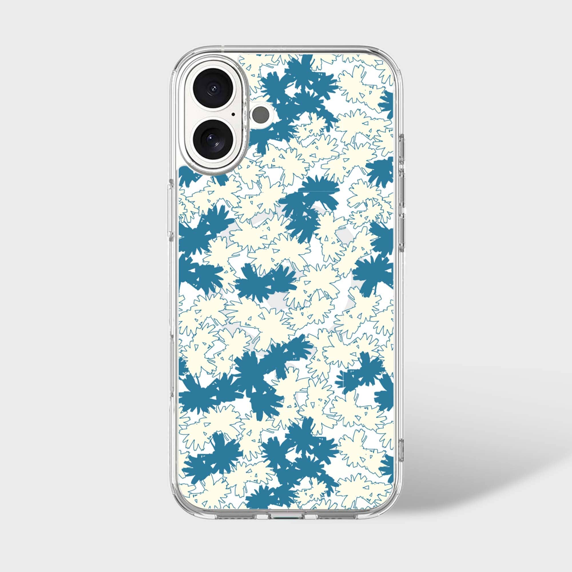 iPhone 16 Clear Case - Blue Dandelion Design