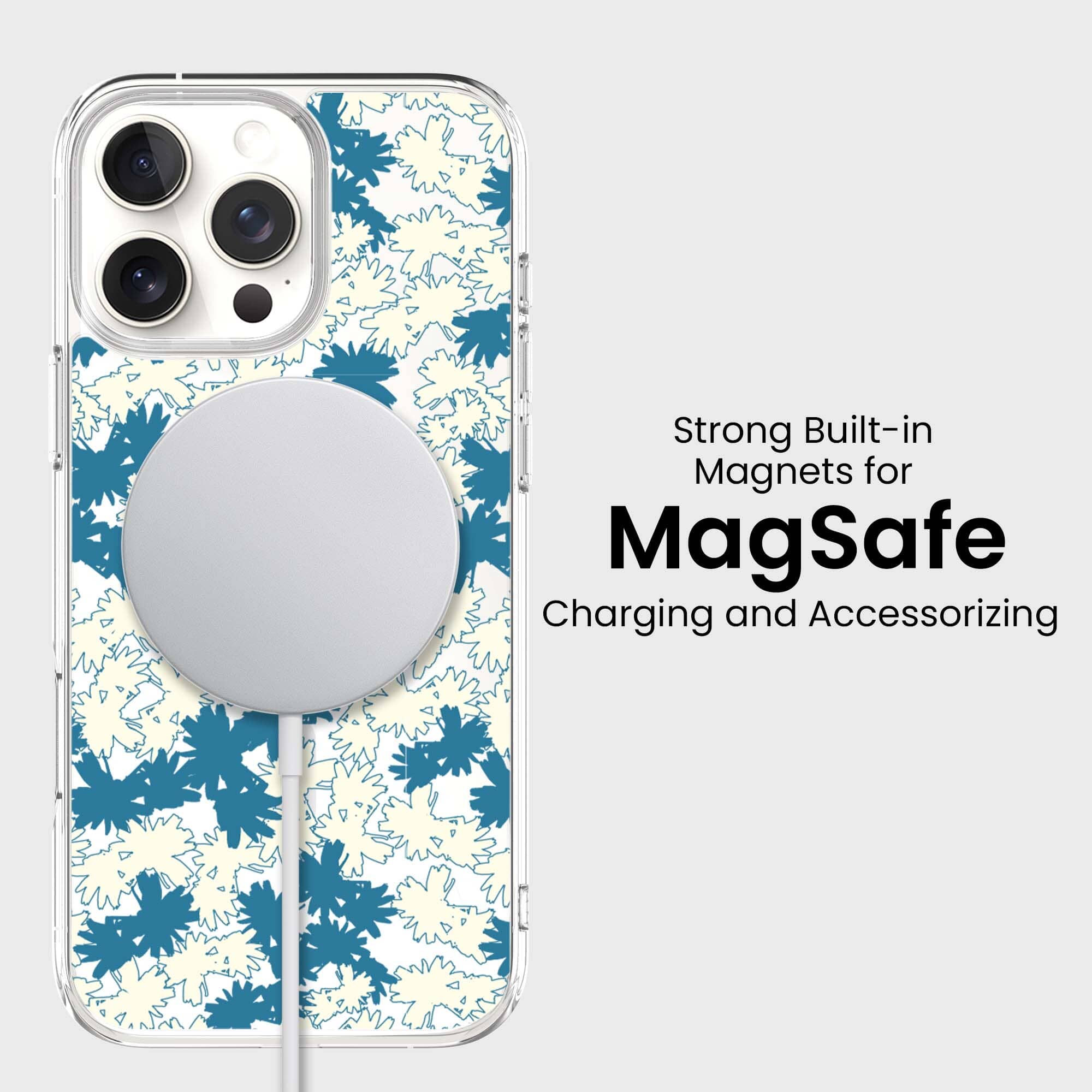 iPhone 16 Pro Clear Case - Blue Dandelion Design