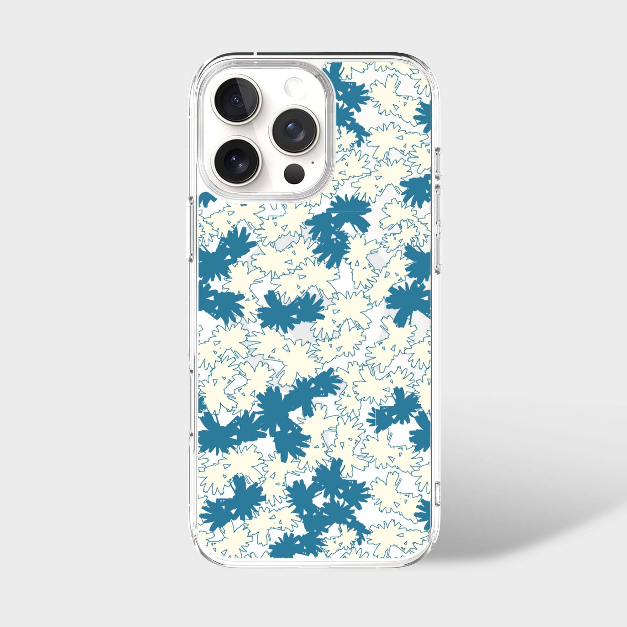 iPhone 16 Pro Clear Case - Blue Dandelion Design