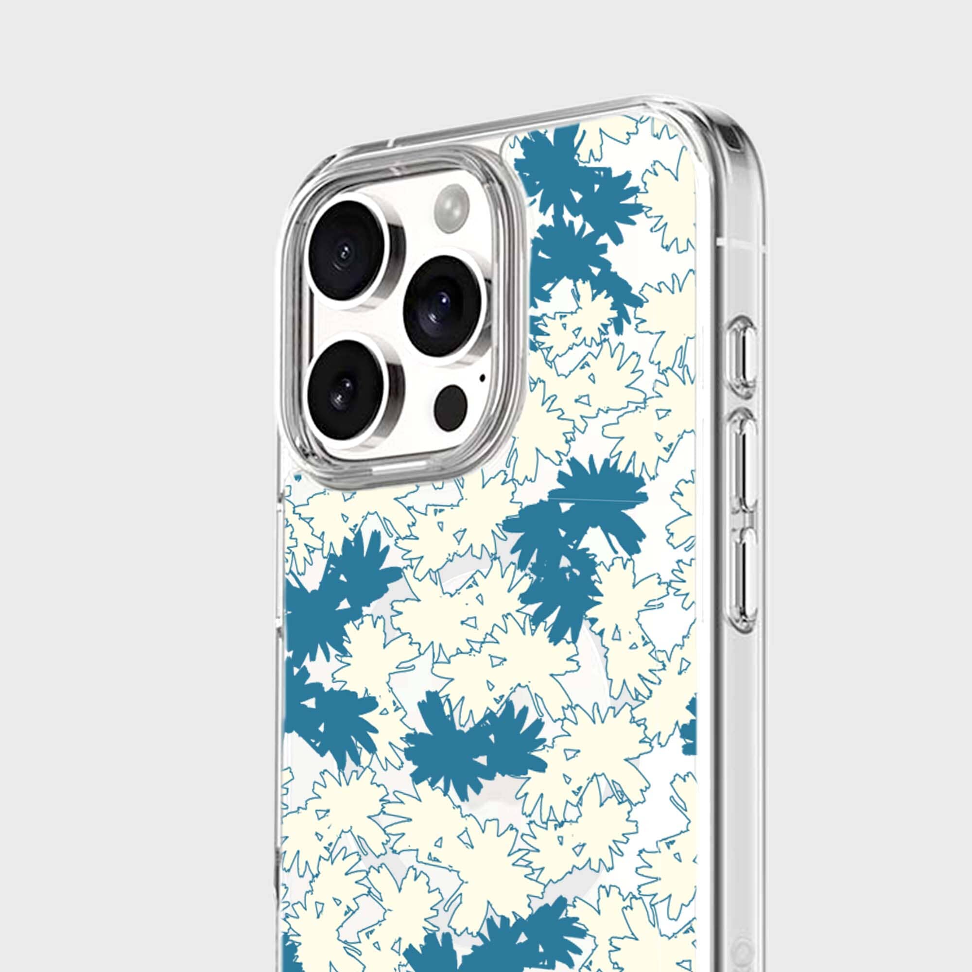 iPhone 16 Pro Max Clear Case - Blue Dandelion Design