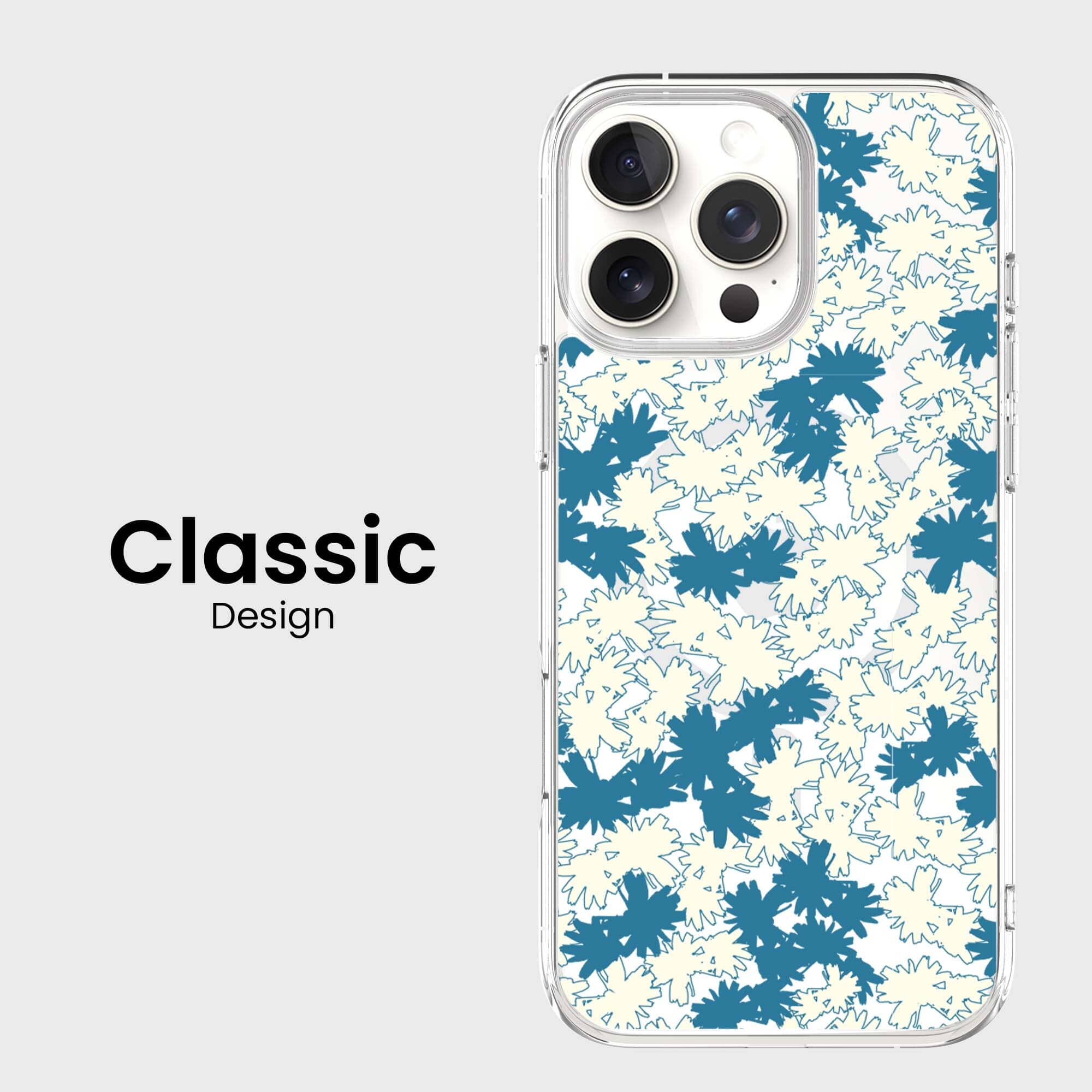 iPhone 16 Pro Max Clear Case - Blue Dandelion Design