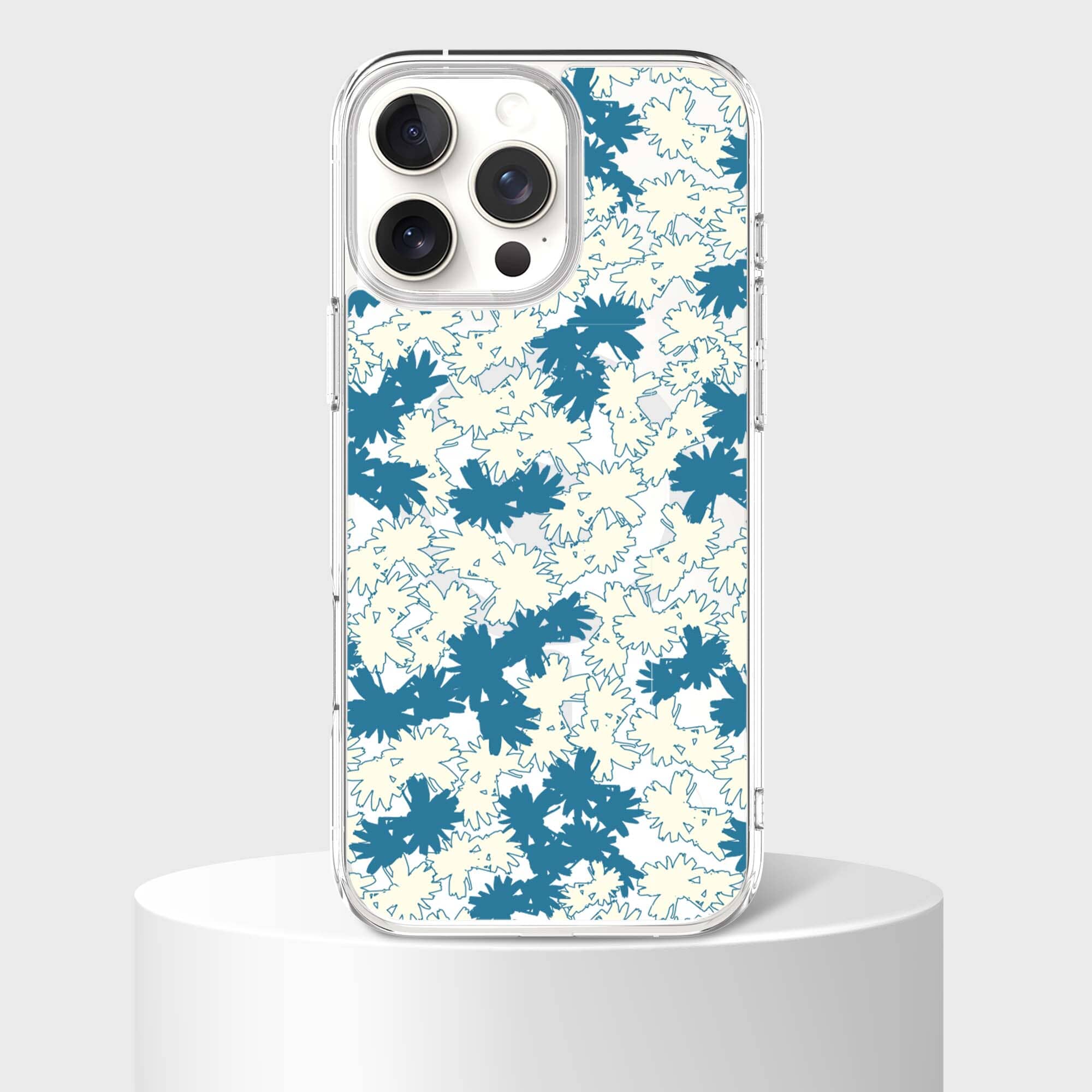 iPhone 16 Pro Max Clear Case - Blue Dandelion Design