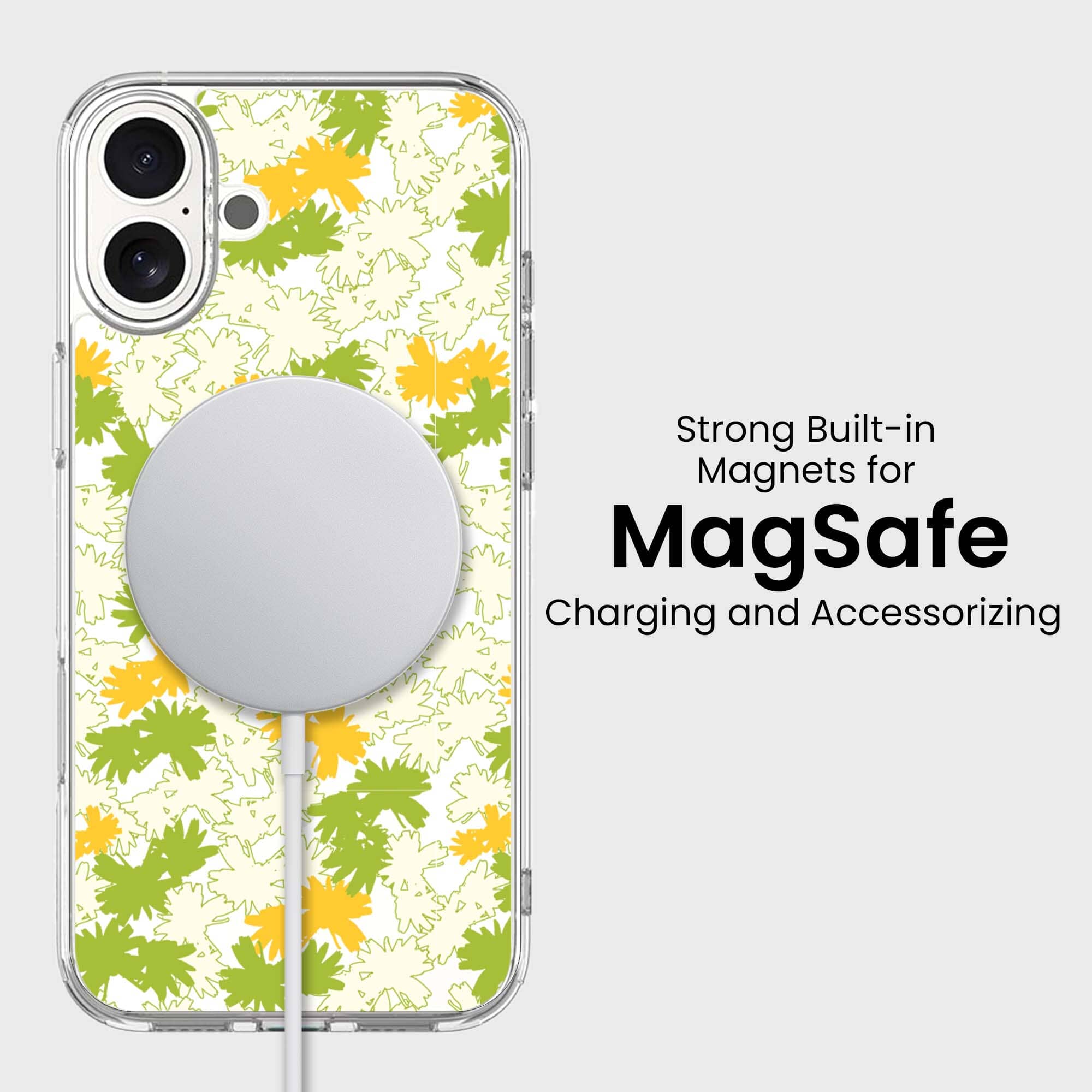 iPhone 16 Clear Case - Yellow Dandelion Design