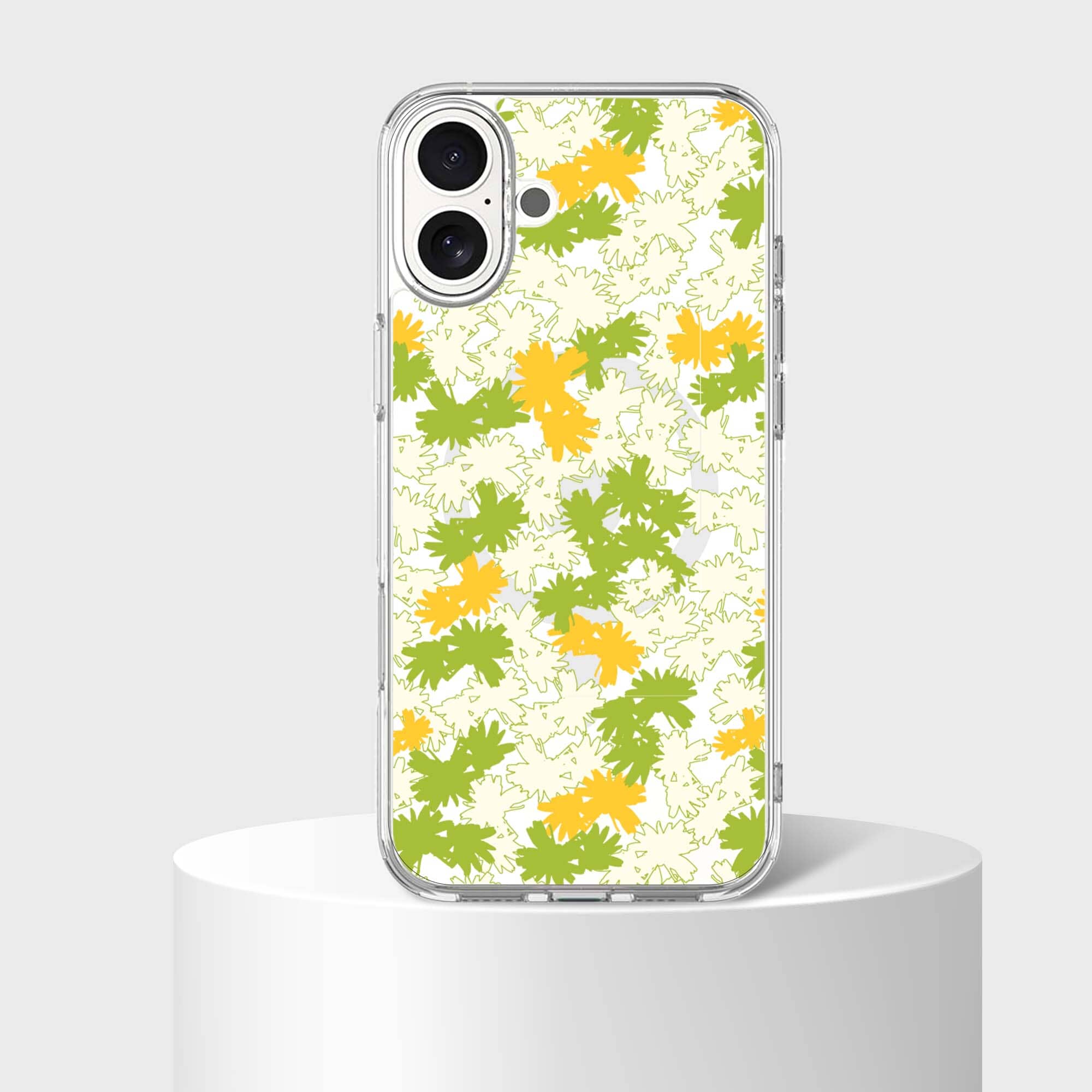 iPhone 16 Clear Case - Yellow Dandelion Design