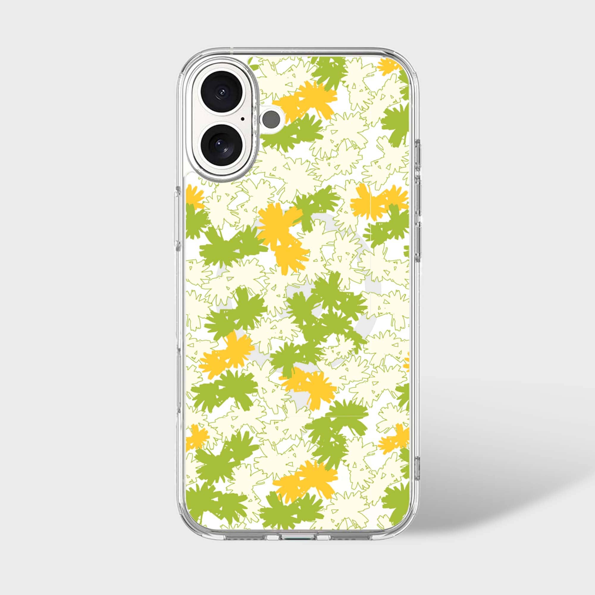 iPhone 16 Clear Case - Yellow Dandelion Design