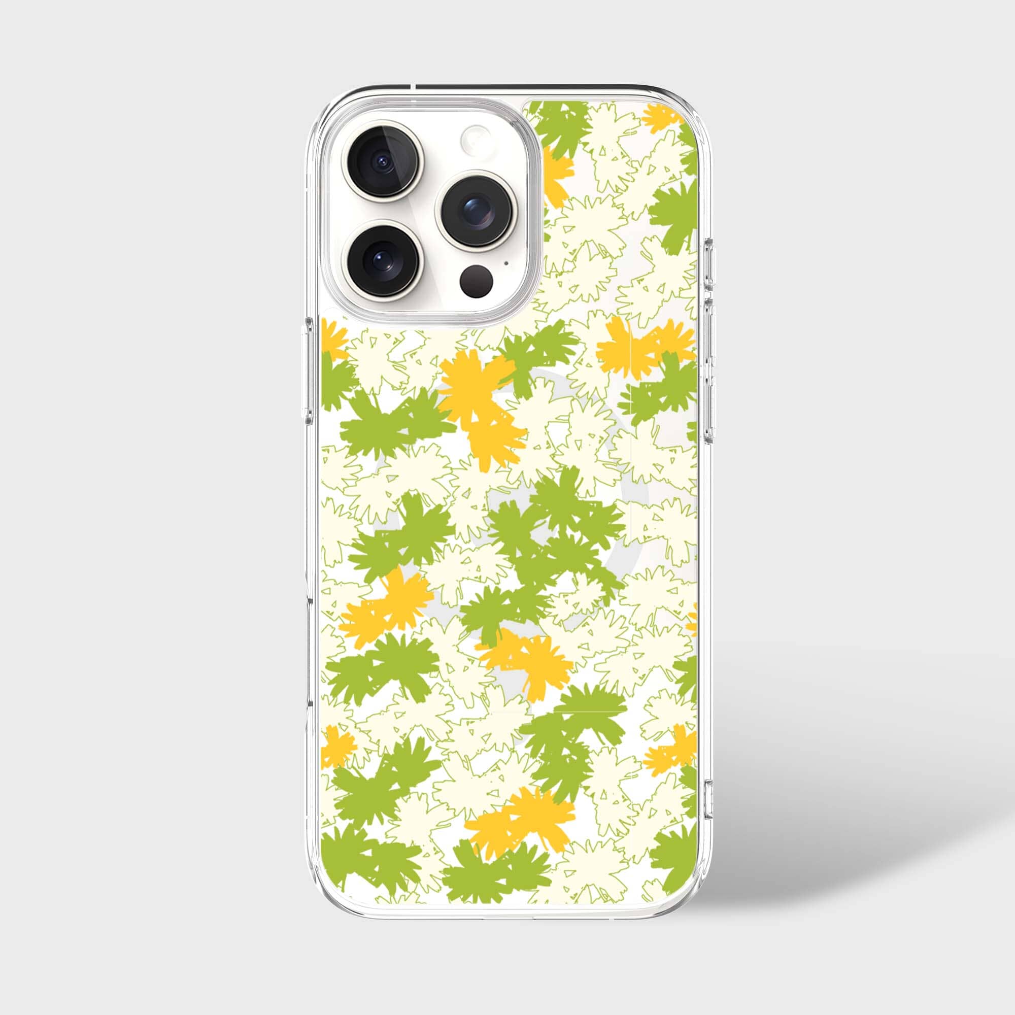 iPhone 16 Pro Clear Case - Yellow Dandelion Design