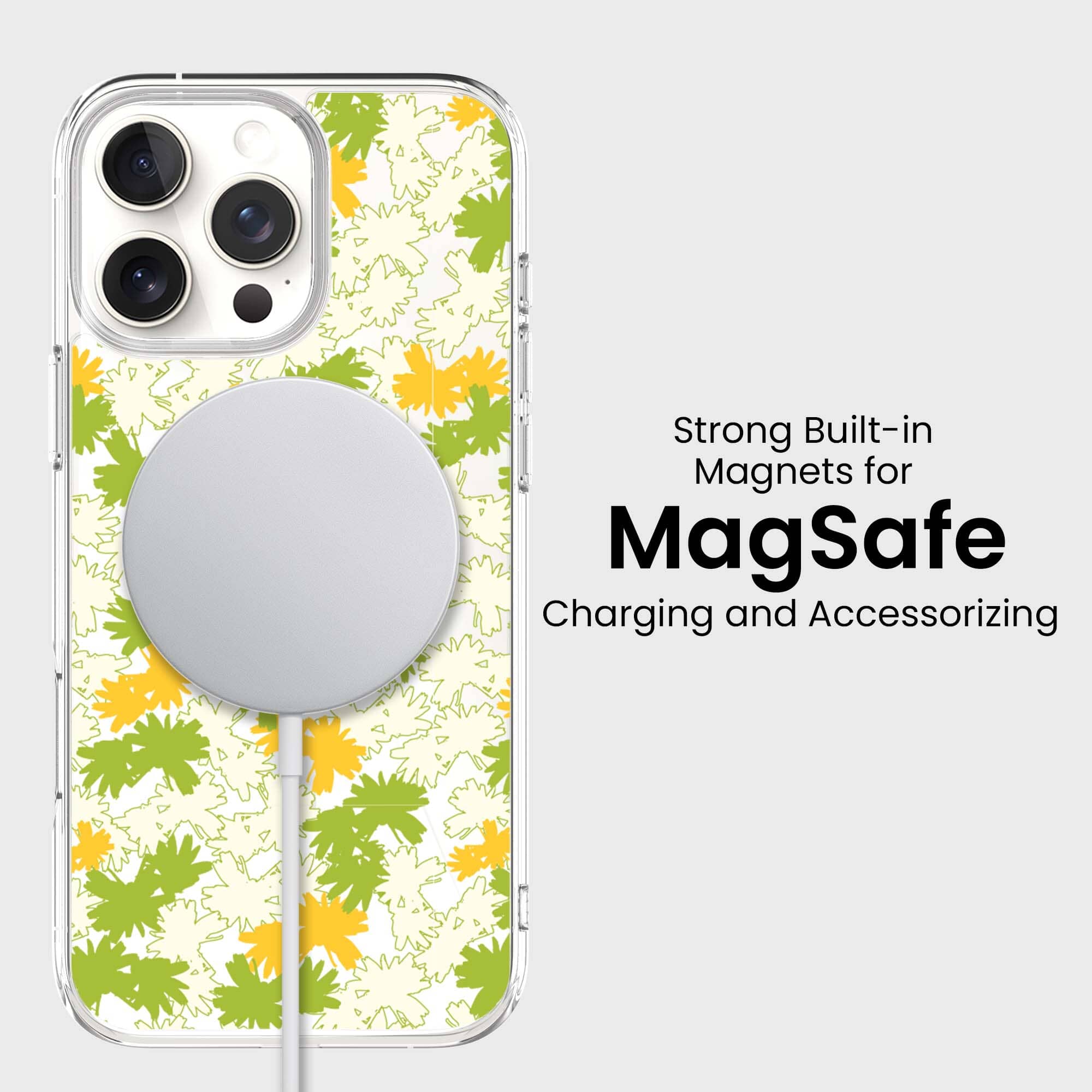 iPhone 16 Pro Max Clear Case - Yellow Dandelion Design