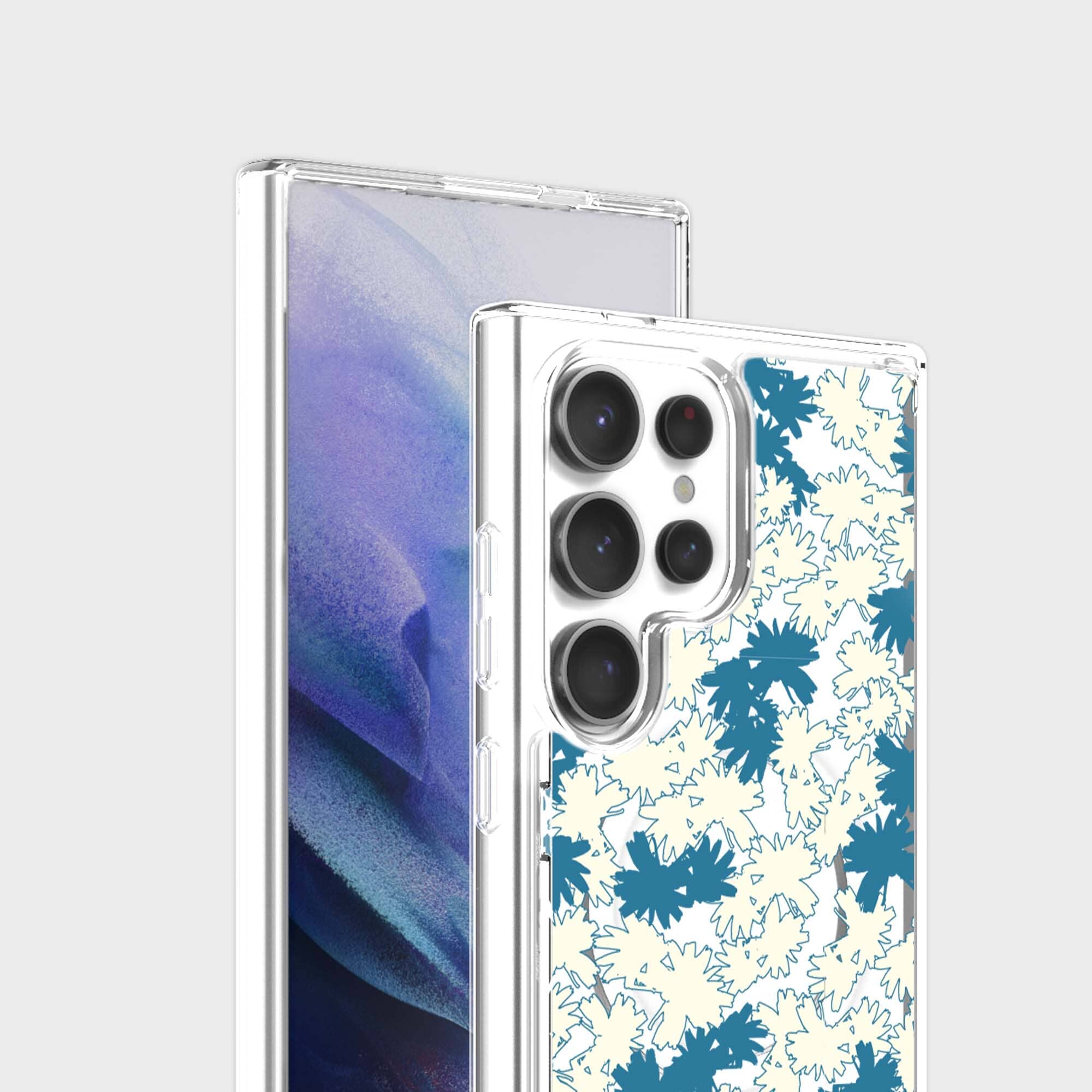 Samsung Galaxy S24 Ultra Clear Case - Blue Dandelion Design