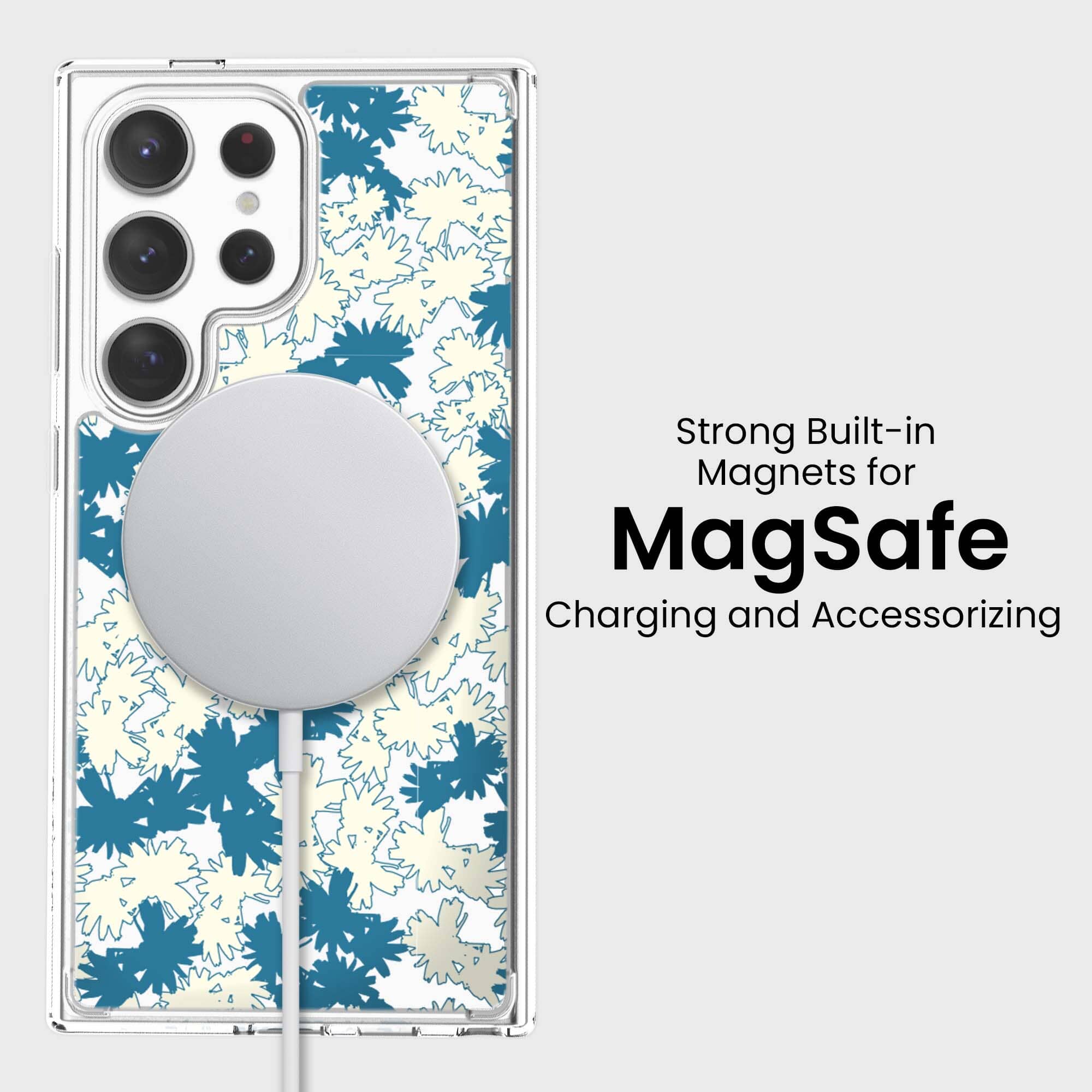 Samsung Galaxy S24 Ultra Clear Case - Blue Dandelion Design